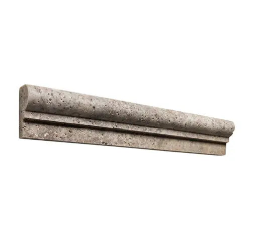Premium Silver Travertine Ogee Liner & Chair Rail Molding - 2x12 Inch - Elegant Wall & Floor Transition for Bathroom, Kitchen & Living Room Decor