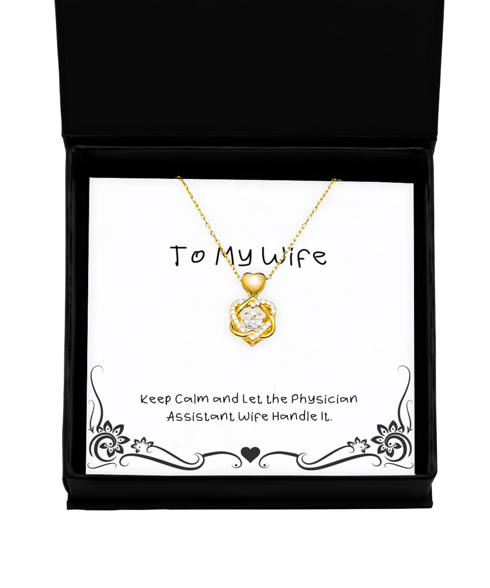 Physician Assistant Wife Necklace - Heart Knot Gold Gift for Her - Romantic Occasions