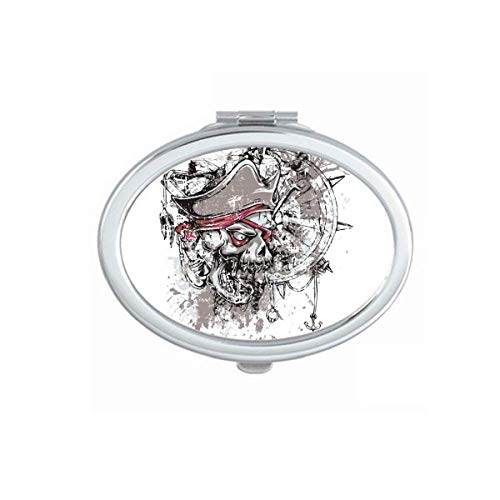 DIYthinker Graffiti Street Pirate Rudder Pattern Mirror - Portable Foldable Double-Sided Makeup Mirror for Travel, Home Vanity & Professional Makeup Artists