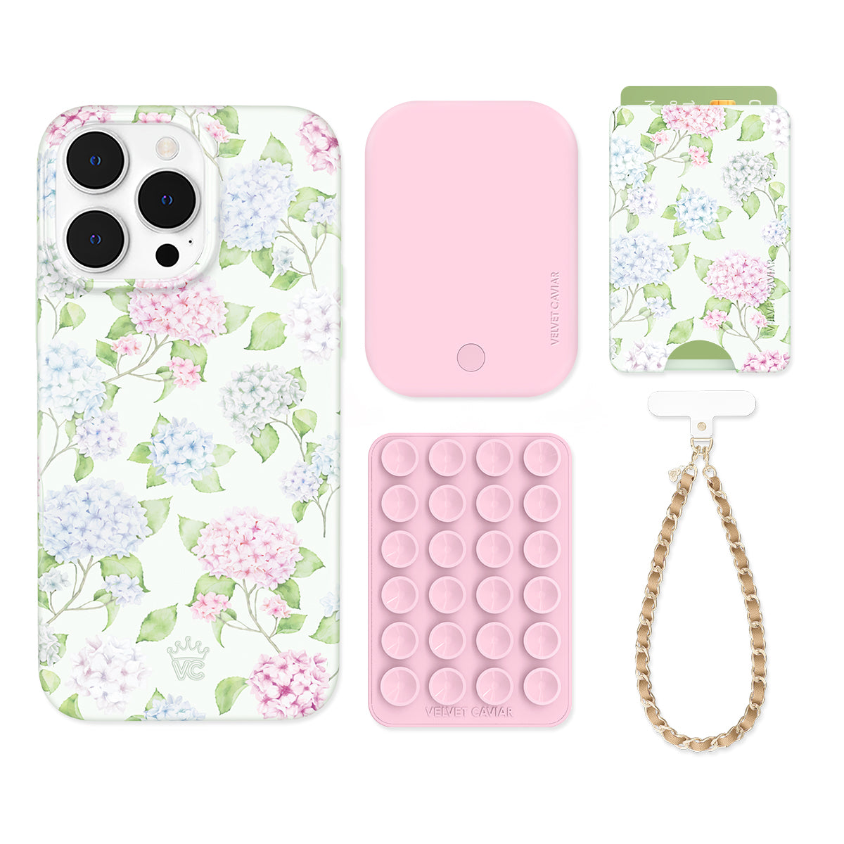 Premium Hydrangea Floral iPhone Case with Wallet - Stylish Phone Cover & Card Holder for Women - Perfect for Everyday Use, Travel, and Gifts