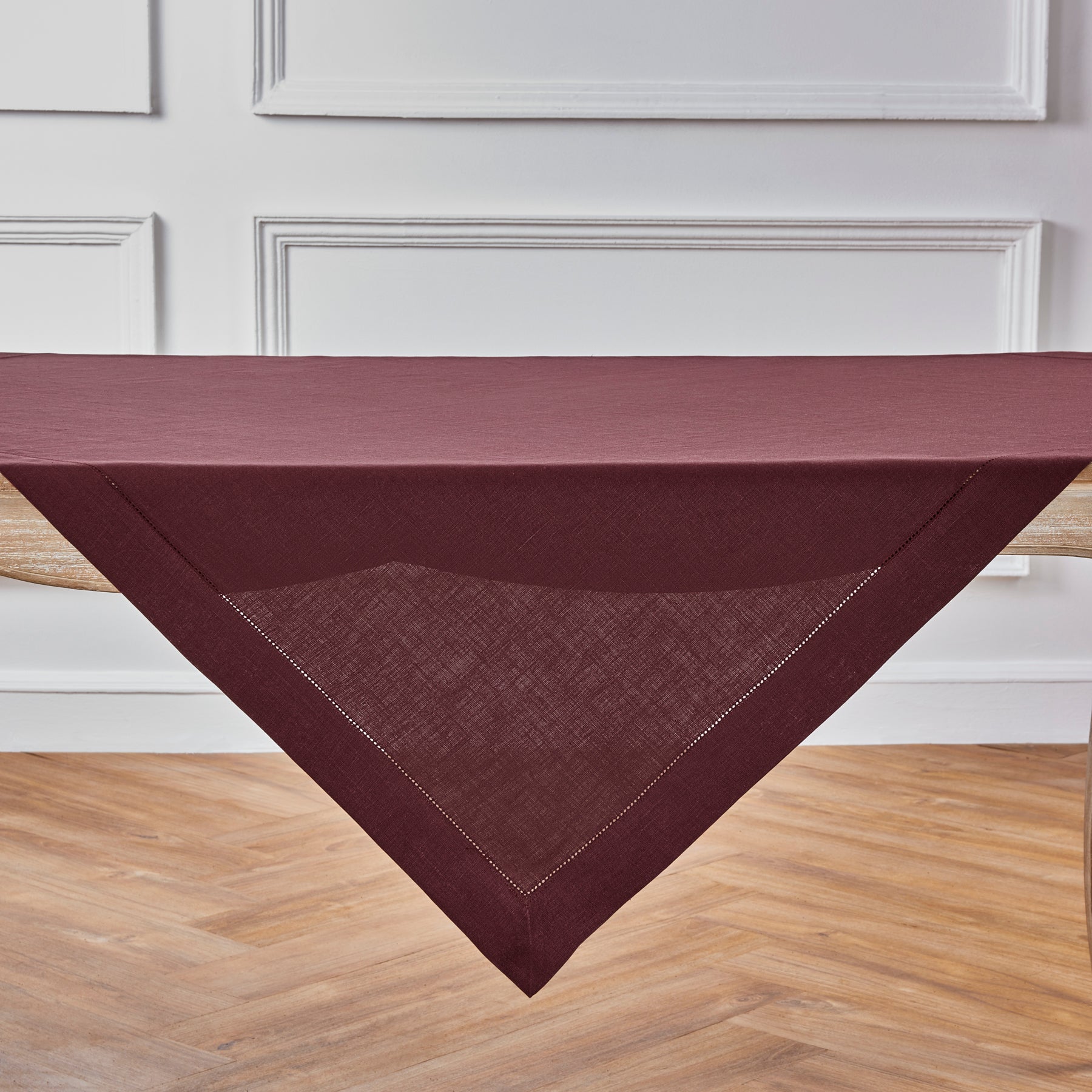Classic Hemstitch Table Throw - Elegant Linen Table Runner for Dining Room Decor, Wedding & Holiday Table Settings