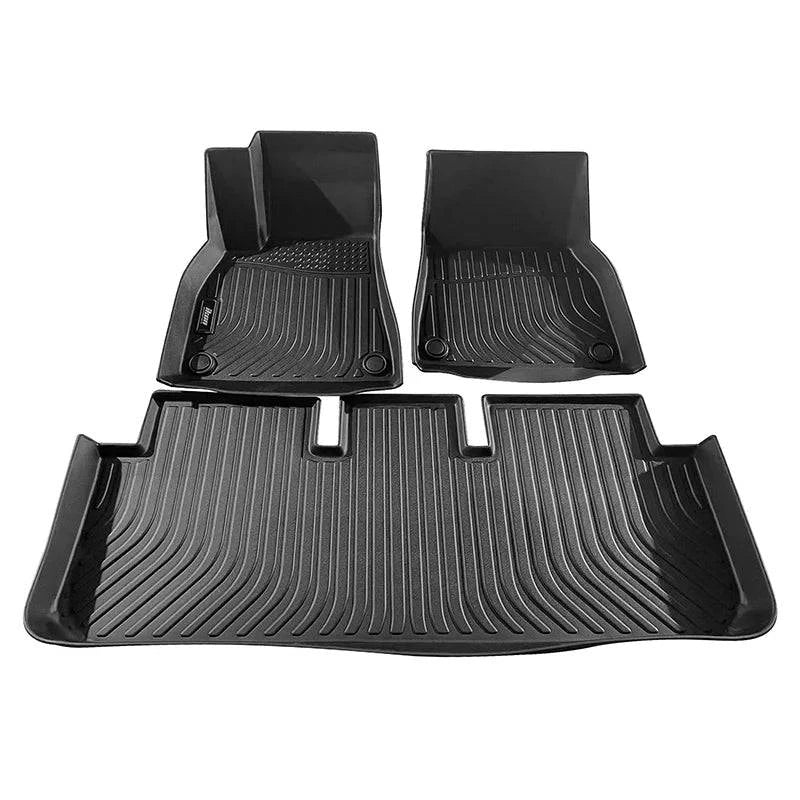IKON 3D Molded All-Weather Floor Mats for Tesla Model S (2021-2024) - Black TPE Thermo Plastic Elastomer Car Floor Liners - Perfect for Daily Commuting, Road Trips & Winter Protection