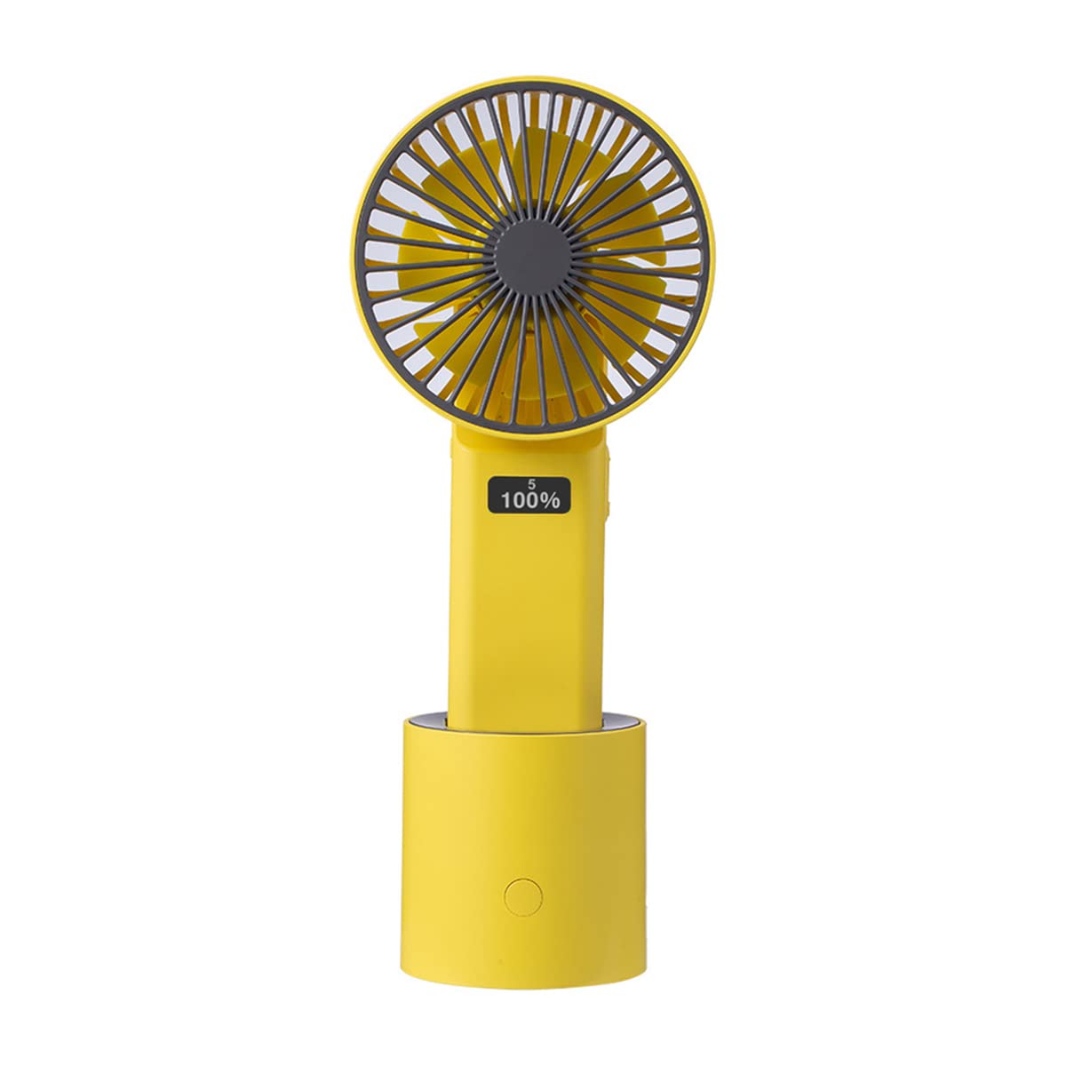 Rechargeable Mini USB Handheld Fan - 4000mAh Battery, 5 Speed Adjustable, Silent Cooling Fan with LCD Display & Tilt Function for Home, Office, Dorm, Travel - Perfect for Indoor Use, Outdoor Activities & Hot Weather (Yellow)