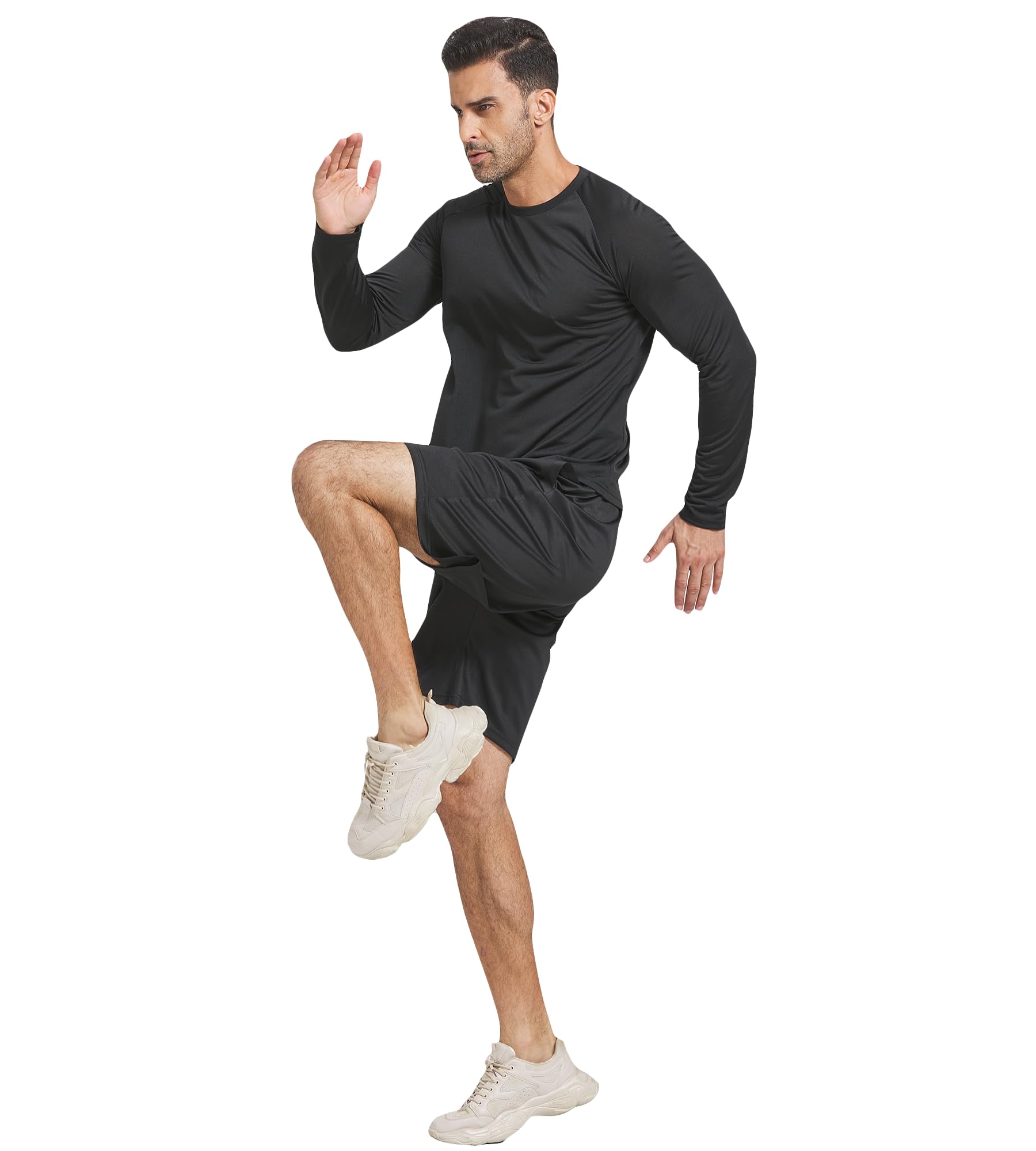 4 Pack Men's Dry Fit Moisture Wicking T-Shirts - Athletic Running Gym Workout Long Sleeve Shirts for Men - Perfect for Sports, Training & Outdoor Activities