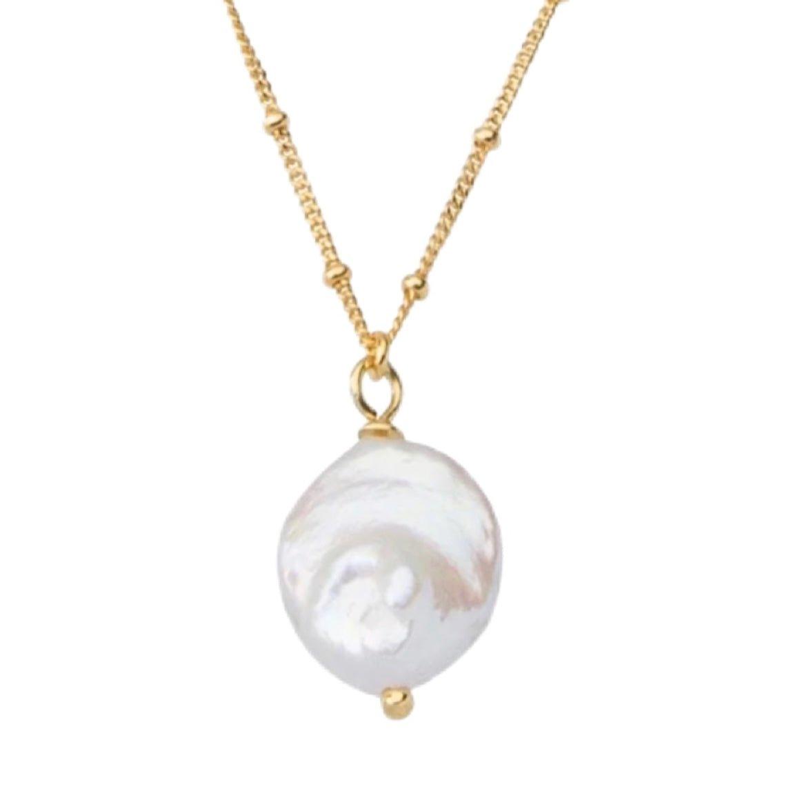Laihas Classic Gold Button Pearl Necklace - Elegant Women's Jewelry for Weddings, Parties & Special Occasions