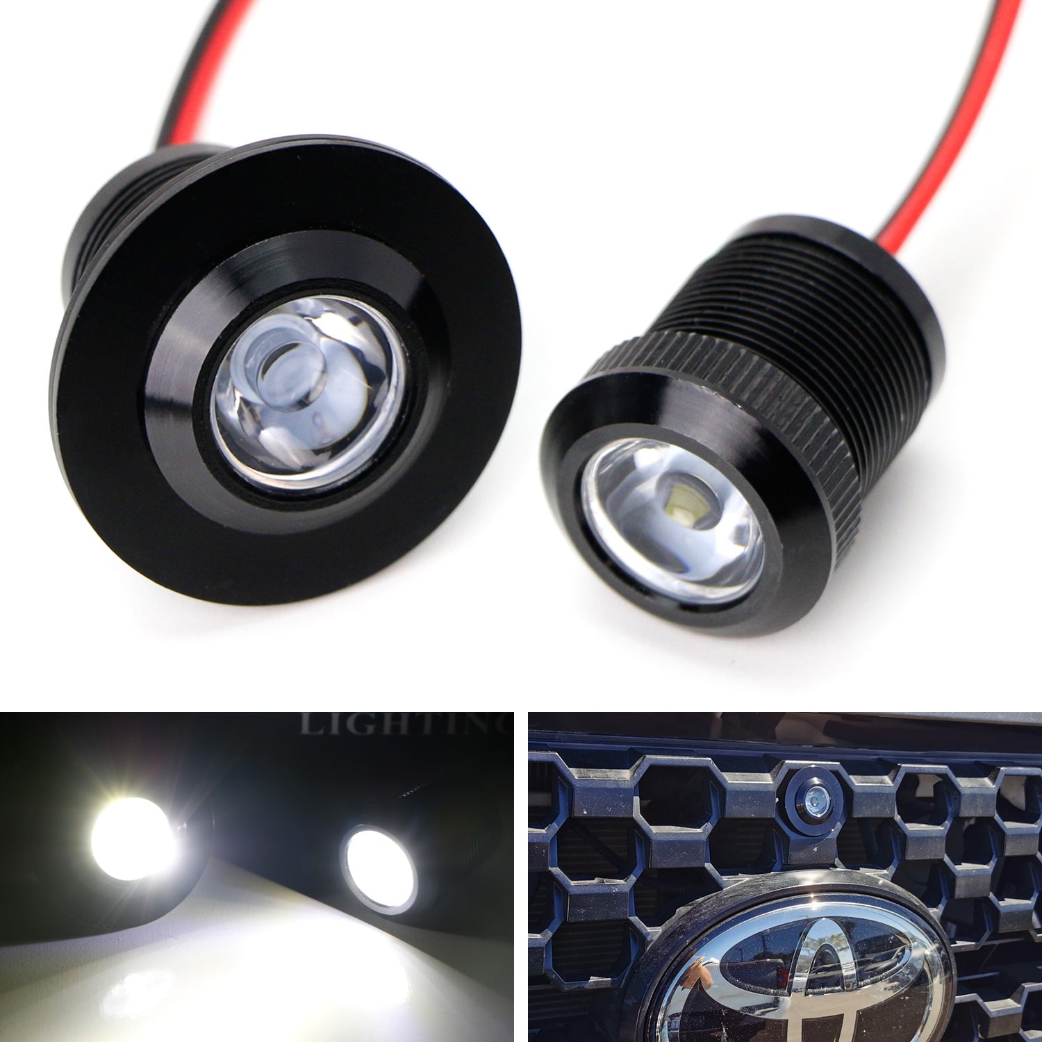 20mm Xenon White Projector Lens 3W Flush/Surface Mount LED Bolt Lights for Cars - Durable Automotive Interior Lighting for Doors, Footwells, and Dashboard Accents