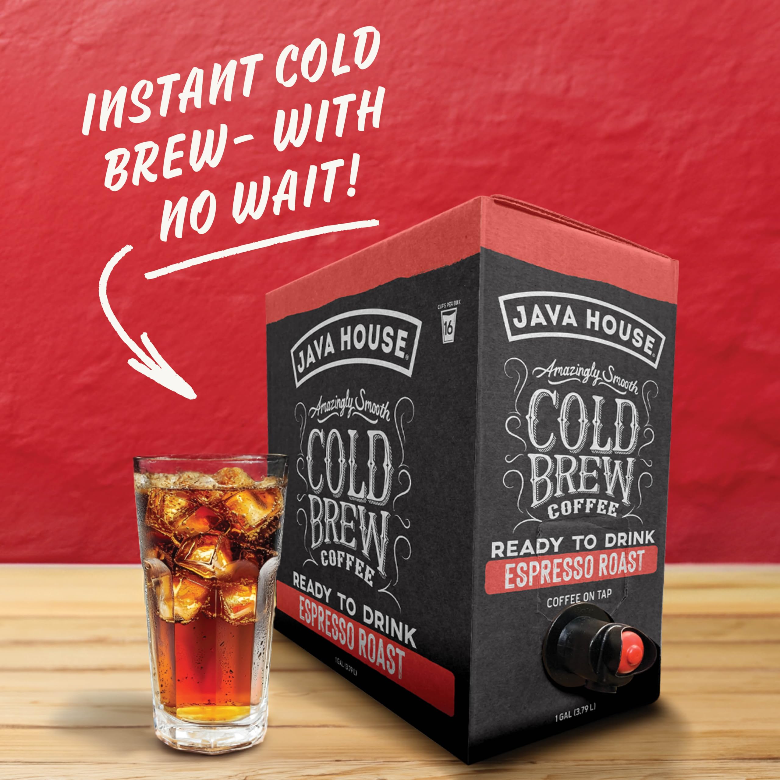 Java House Dark Roast Liquid Cold Brew Coffee On Tap - Rich Espresso Flavor, 128 Fl Oz (1 Gallon) - Perfect for Iced Coffee, Smoothies & Home Baristas