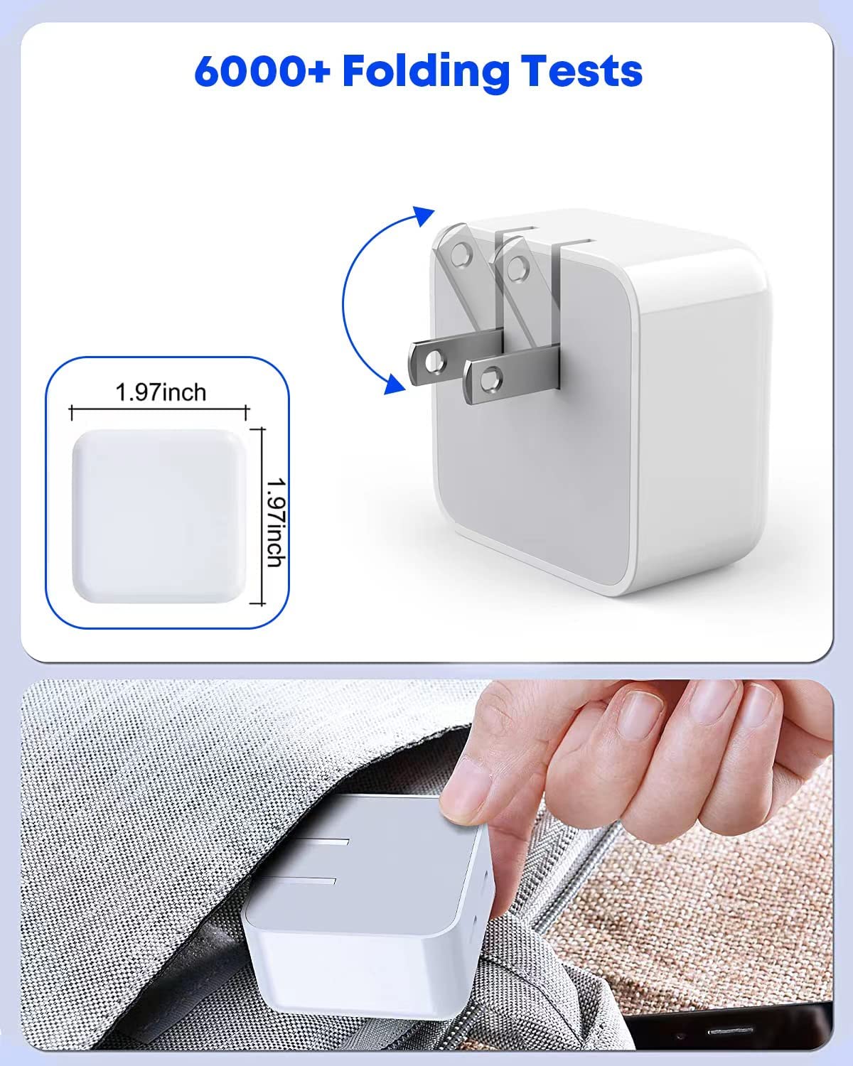 40W Dual USB C Fast Charger - Super Quick Wall Charger with Foldable Plug for iPhone, iPad, iPad Pro | Includes Lightning & USB C Cable | Perfect for Travel, Home & Office Charging