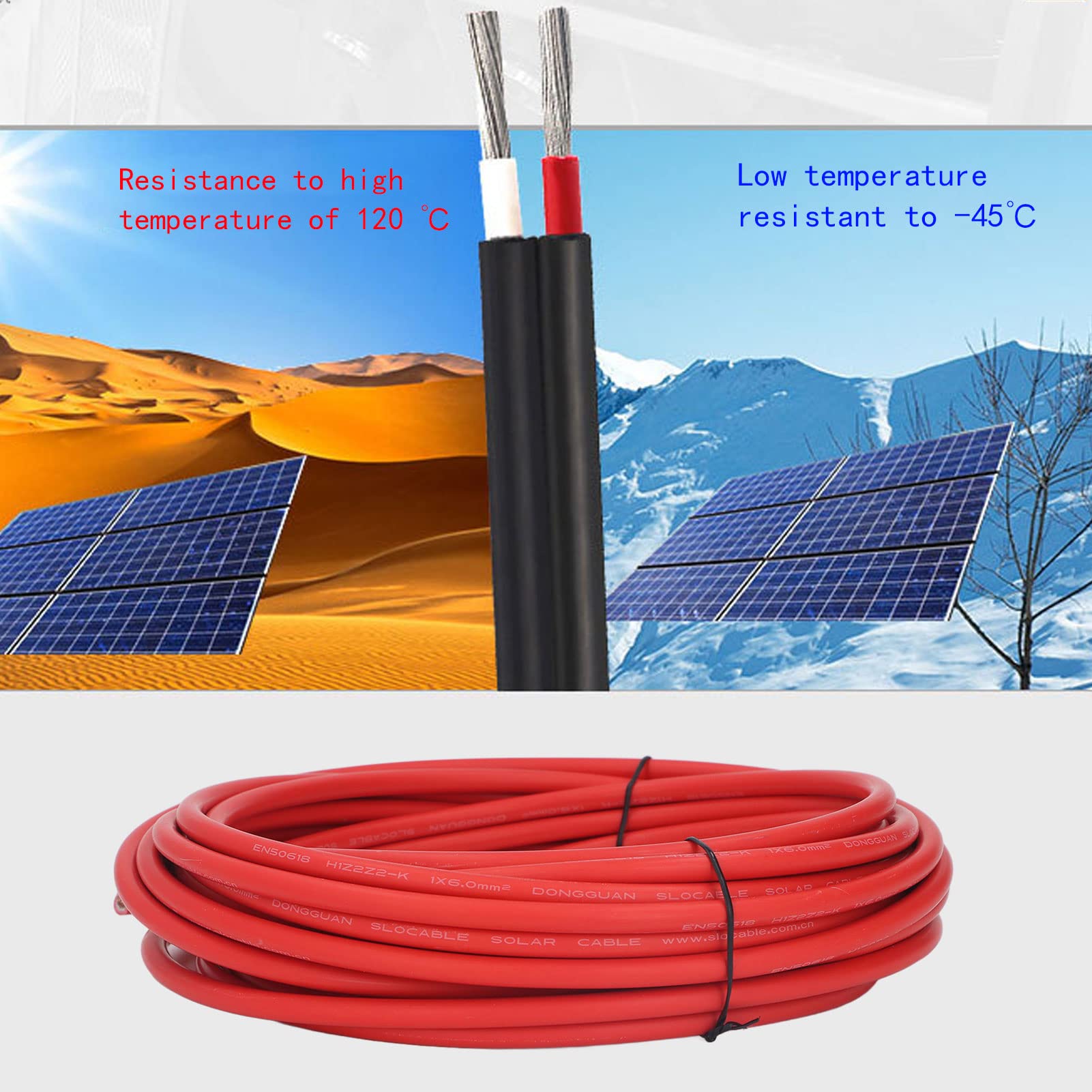 Ubersweet® 10m Solar Power Cable - Heavy Duty, Anti-Corrosion Solar Panel Wire for Industrial Use (Red) | Perfect for Off-Grid Systems, Solar Farms & RV Solar Installations