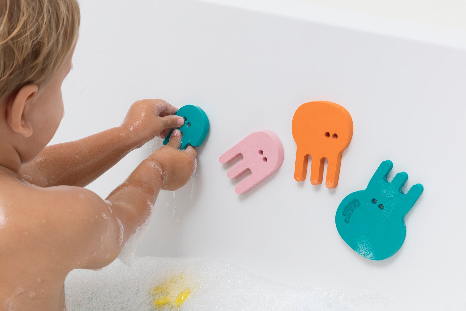 Quut Soft Foam Bath Puzzle - Jellyfish Shape Non-Toxic Bathtub Toy for Toddlers & Kids | Fun Educational Bath Time Activity for Sensory Play & Early Learning