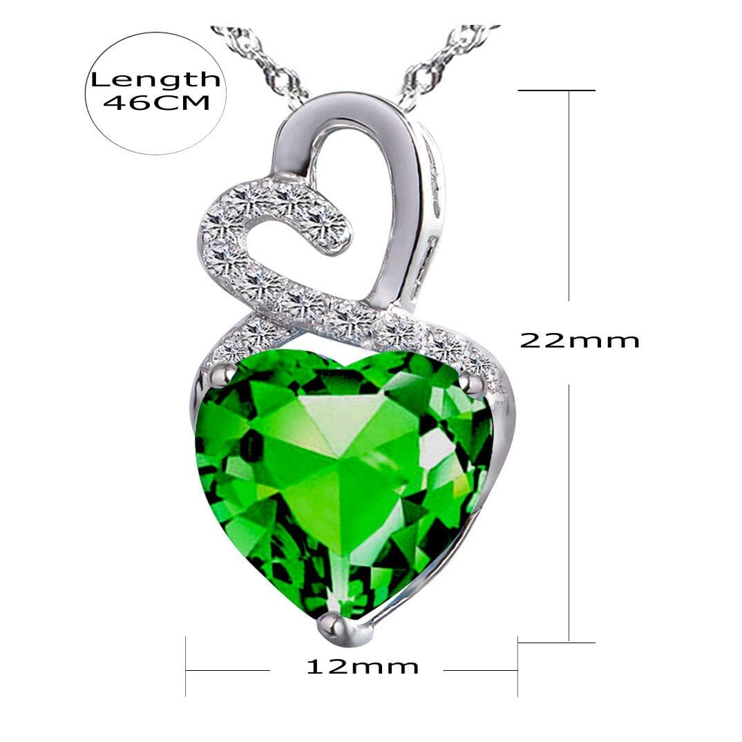 August Birthstone Necklace - 925 Sterling Silver Peridot & Diamond Accent Heart Pendant | Perfect Gift for August Birthdays, Anniversaries & Special Occasions