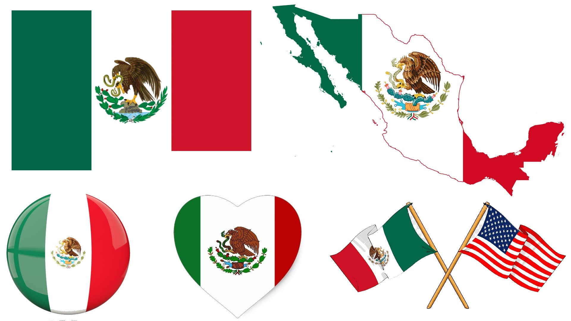 Mexico Flag Stickers Set - 5 Decals for Car, Phone, Laptop & More