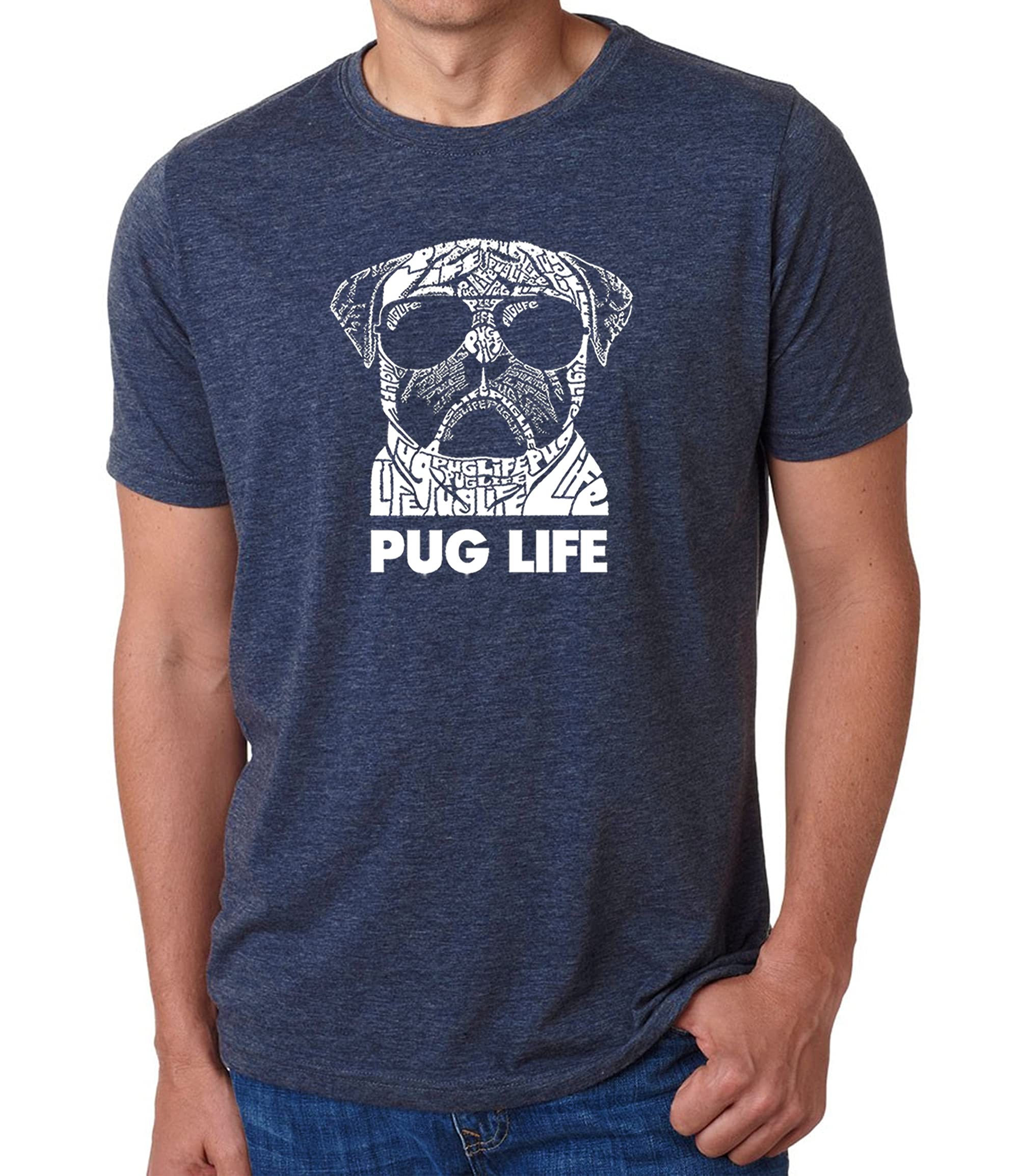 LA POP ART Men's Word Art Tank Top - Pug Life Design | Funny Graphic Muscle Tee for Casual Wear & Summer Outfits | Perfect for Dog Lovers, Beach Parties & Gym