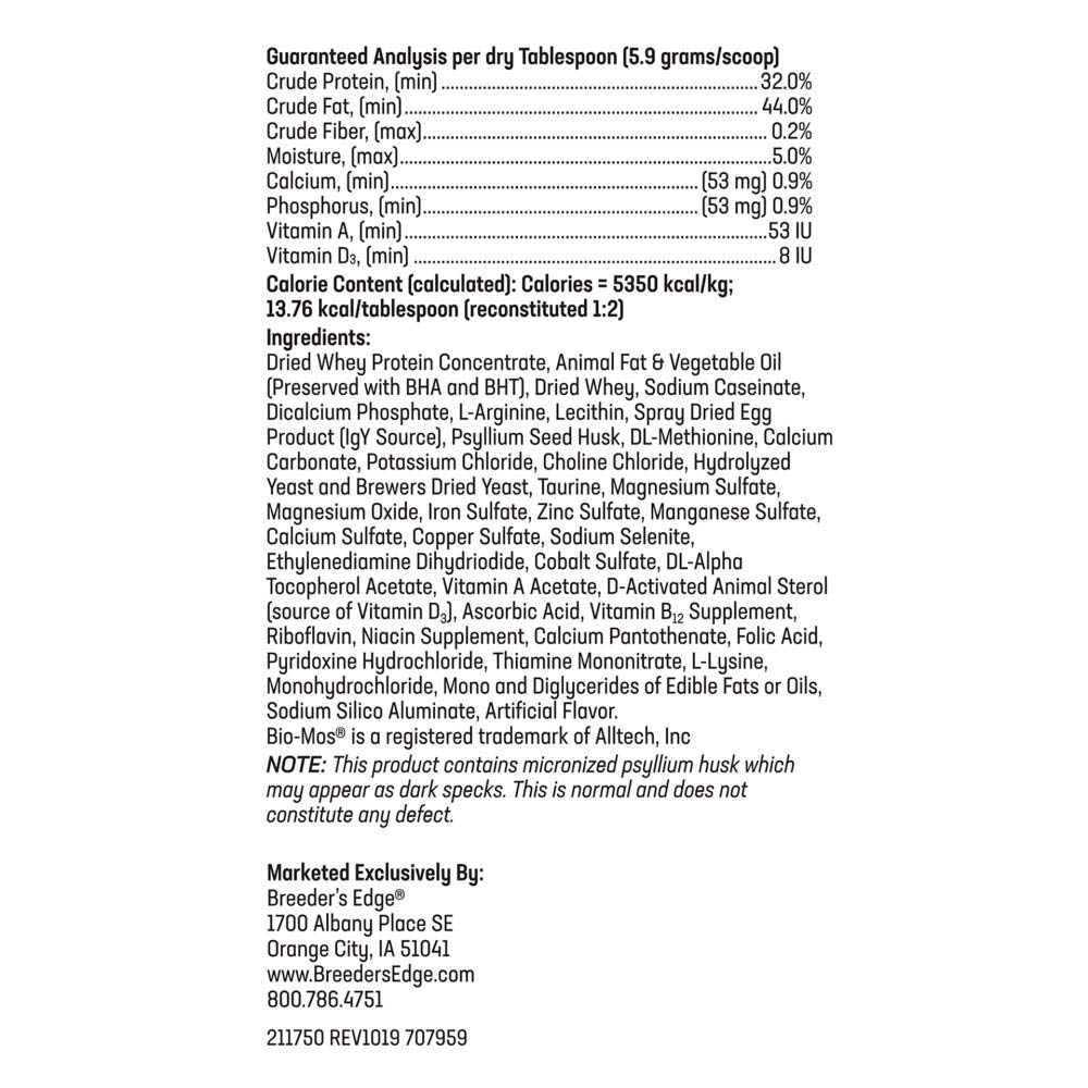 Breeder's Edge Foster Care Feline Powdered Milk Replacer for Kittens & Cats - 12oz | Essential Nutrition for Newborn & Orphaned Kittens - Perfect for Pet Owners & Breeders