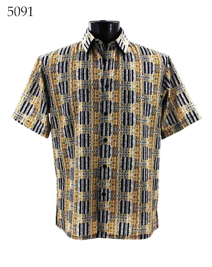 Bassiri Men's Short Sleeve Casual Shirt 5091 - Breathable Cotton Comfort Fit for Summer, Office & Outdoor Activities