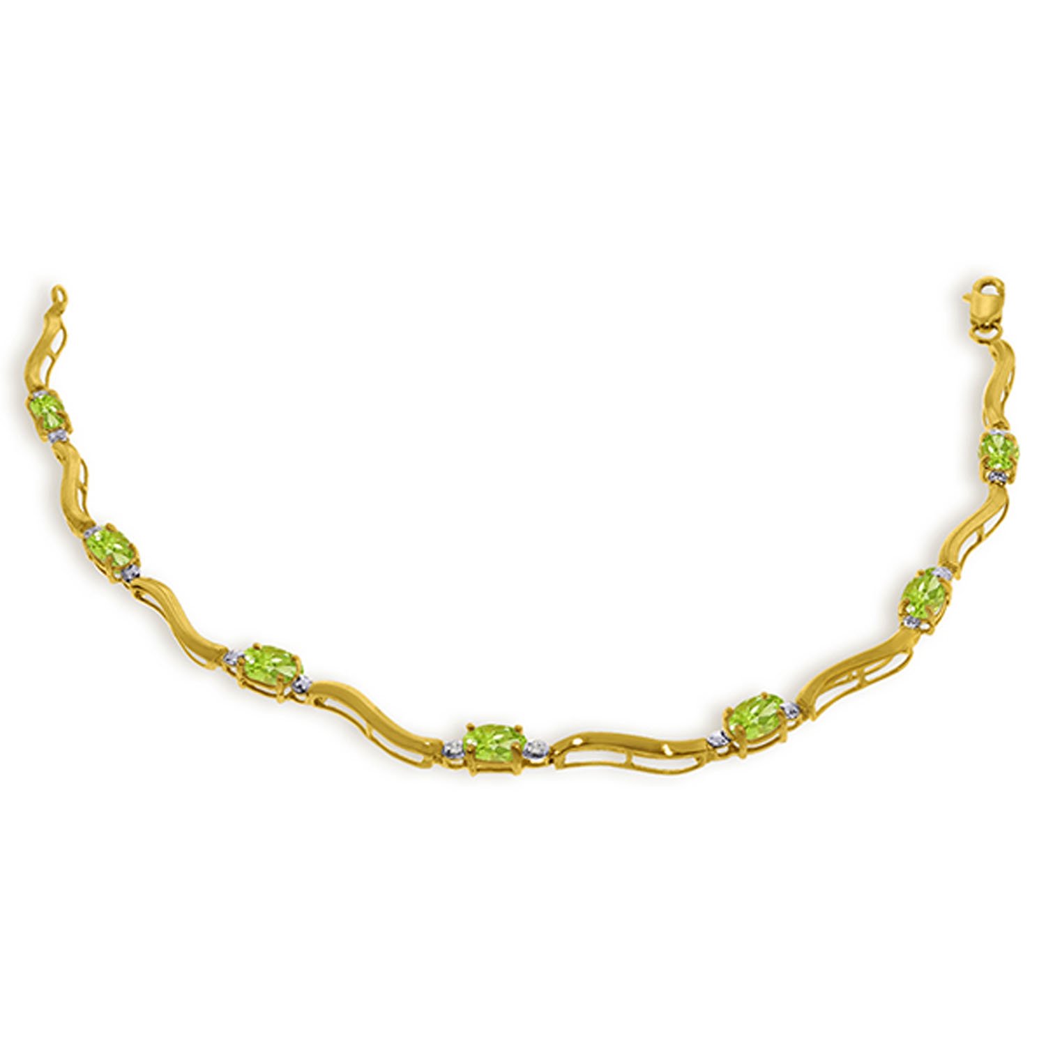 14K Solid Gold Tennis Bracelet with 2.01 CTW Diamonds & Peridot | Elegant Jewelry for Women | Perfect for Weddings, Anniversaries & Special Occasions