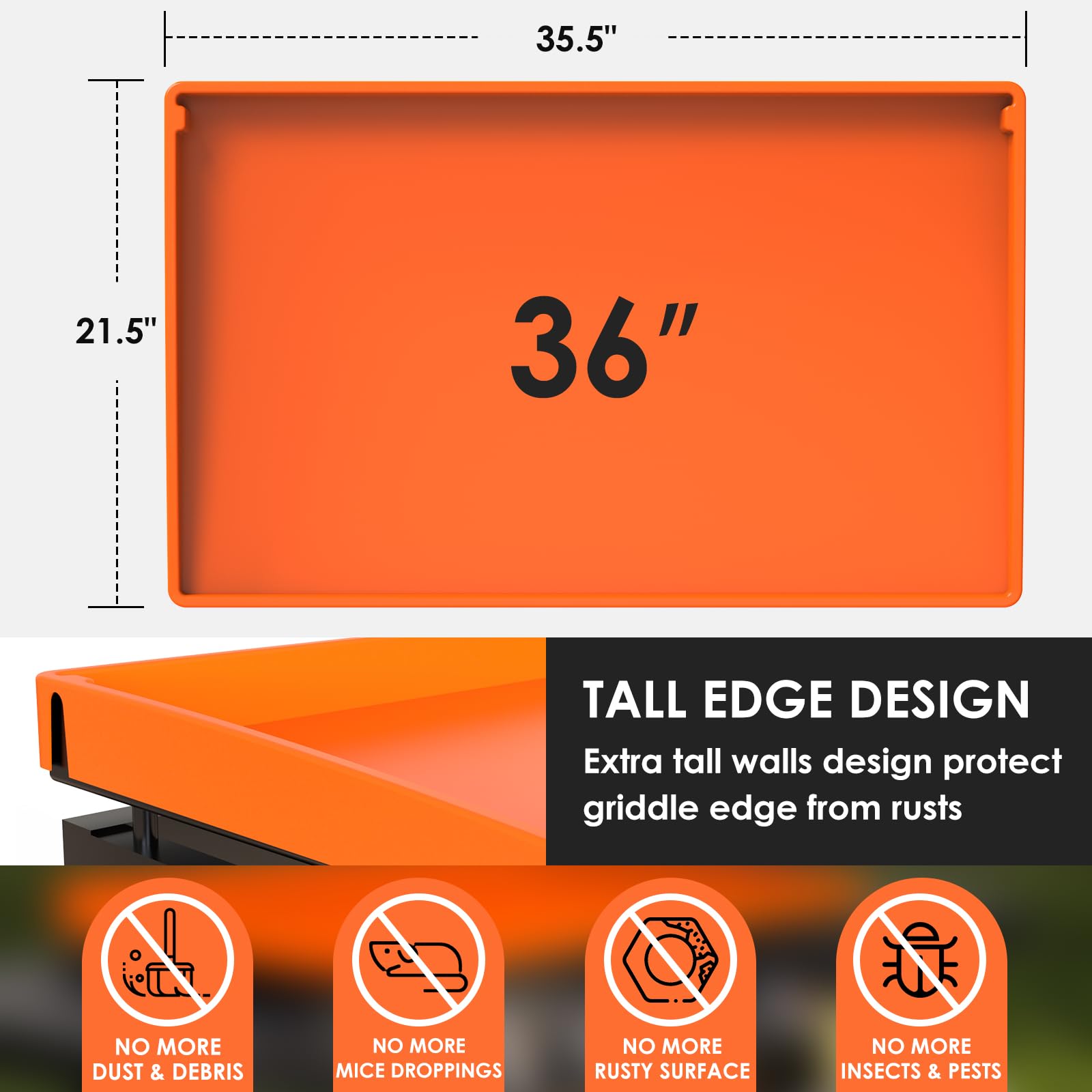 Upgraded Heavy Duty Silicone Griddle Cover Mat - Full Edge Protection for 36