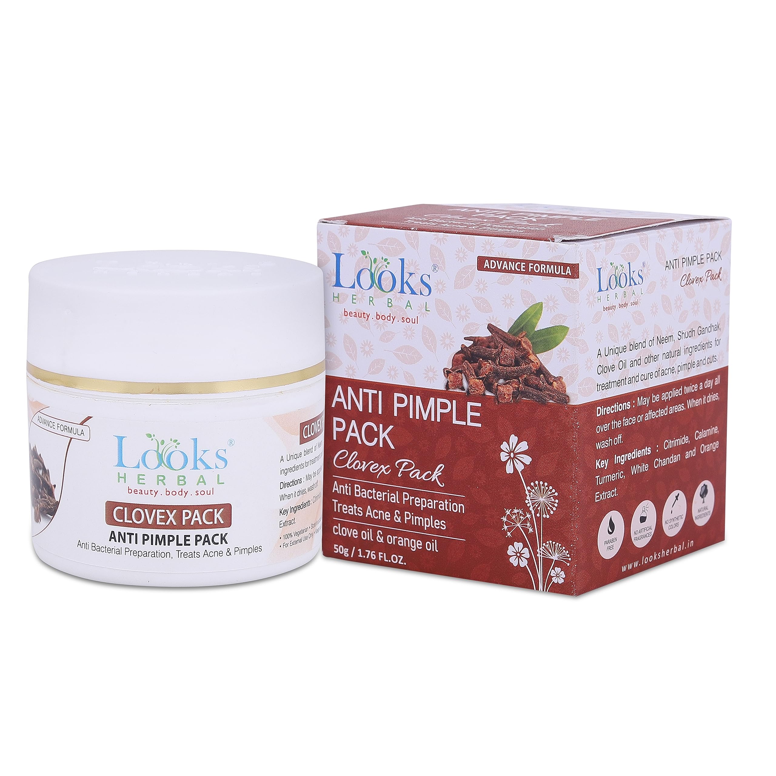 Herbal Anti-Acne Face Pack for Glowing Skin - Pimple Treatment for Men & Women - Brightening Skin Care for Clear Complexion - Perfect for Daily Skincare Routine & Acne-Prone Skin