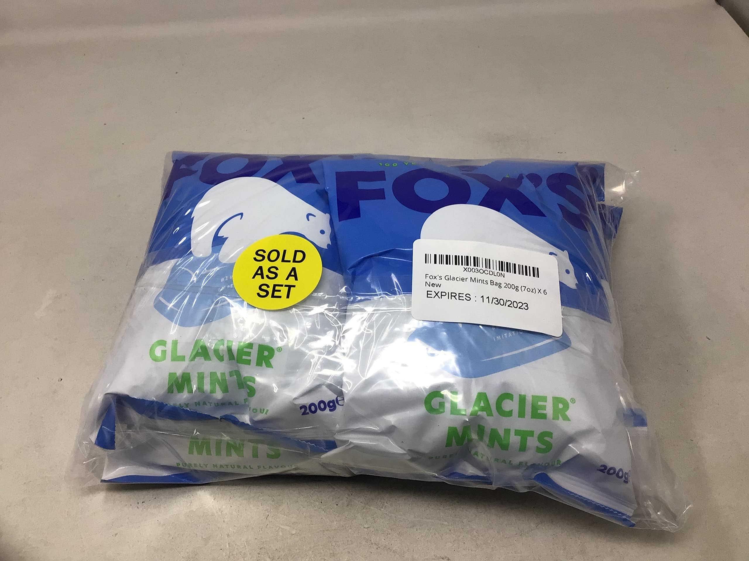 Fox's Glacier Mints Bulk Pack - 6 Bags (200g/7oz Each) | Refreshing Peppermint Candy for Office, Travel & Fresh Breath | Classic British Sweets for Gifts & Parties