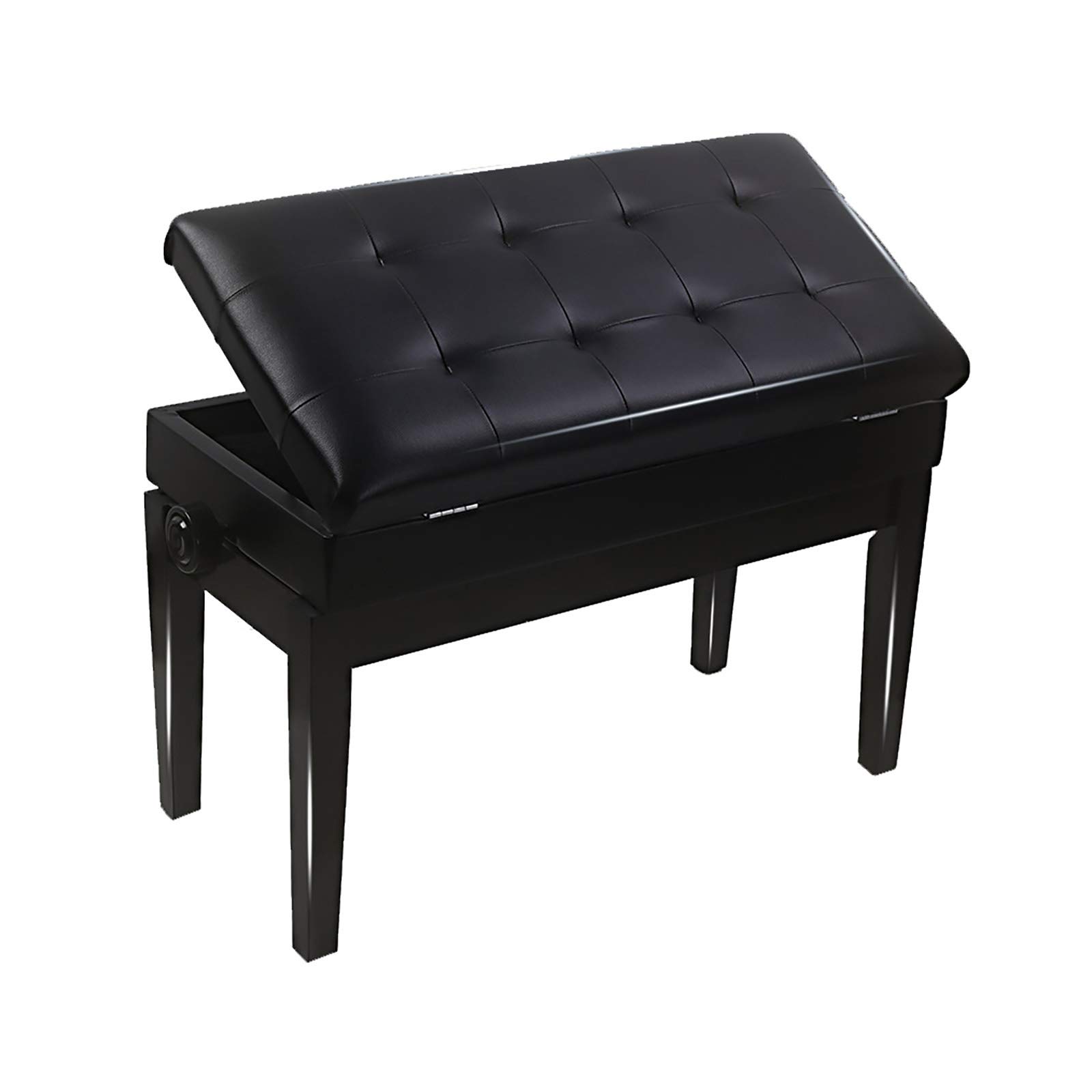 Adjustable Piano Bench - Duet & Single Size Piano Stool with Storage, PU Leather Seat - Comfortable & Breathable for Home, Studio, and Music Classroom Use