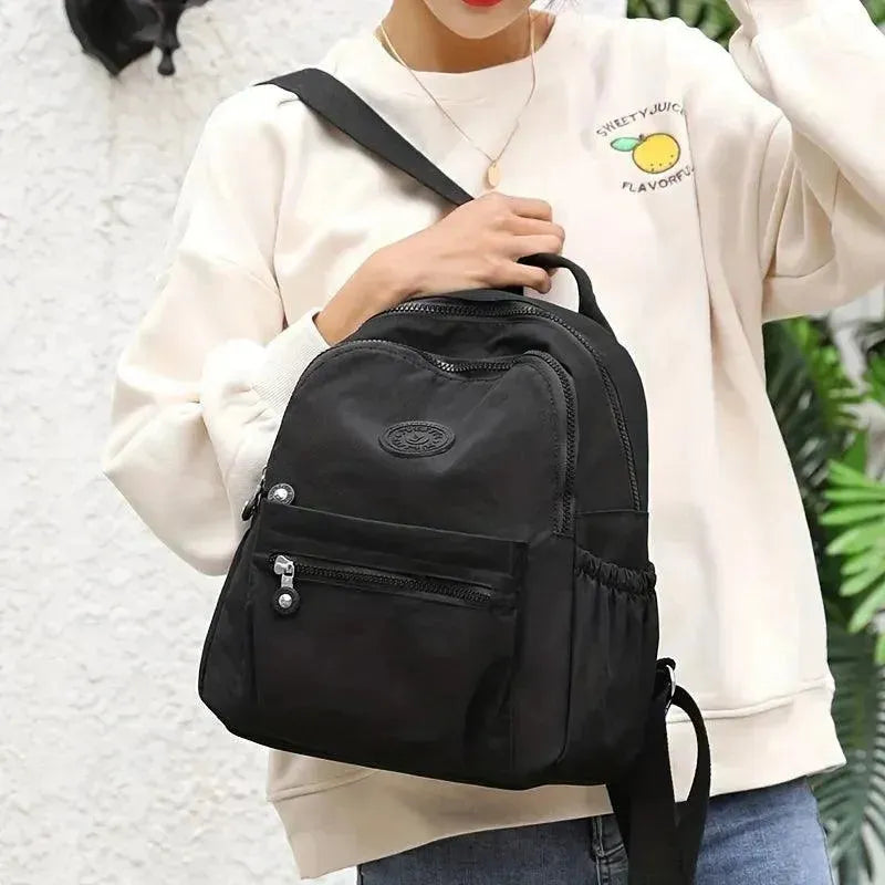 Solid Color Nylon Lightweight Backpack for Women & Men - Water-Resistant Travel Daypack for School, Work, Hiking & Commuting