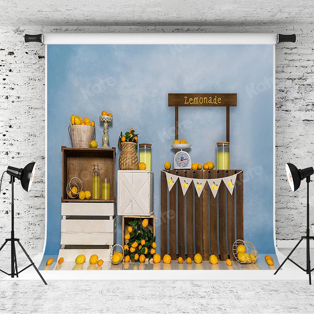 8x8ft Lemon Cake Smash Photography Backdrop - Summer Themed Birthday Party Background for Baby Shower, 1st Birthday Photos & Cake Smash Sessions