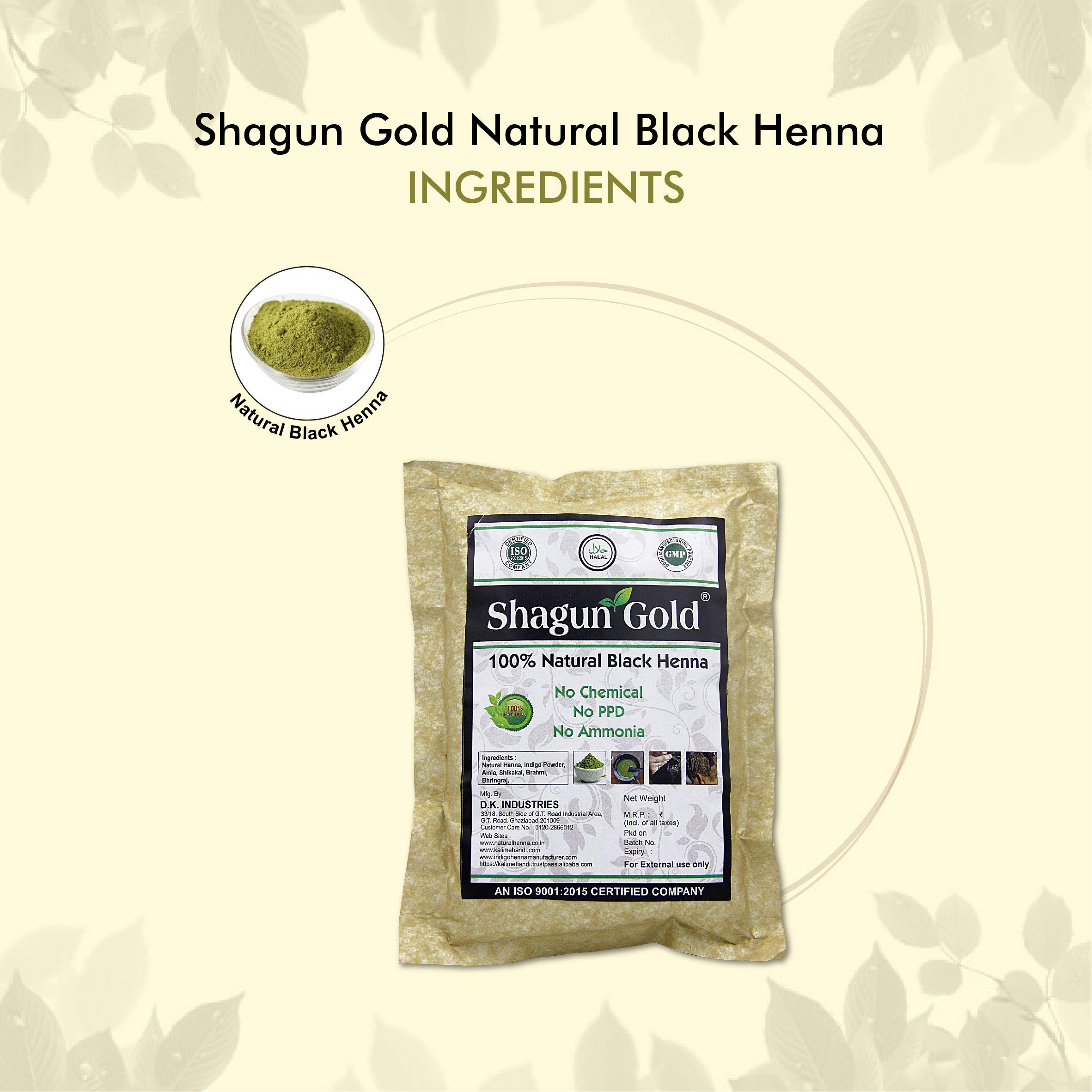 SHAGUNGOLD Black Henna Hair Dye - 100% Natural & Chemical-Free Organic Henna for Hair Coloring & Hair Care (100g Packet) - Safe for DIY Hair Color, Highlights & Gray Coverage at Home