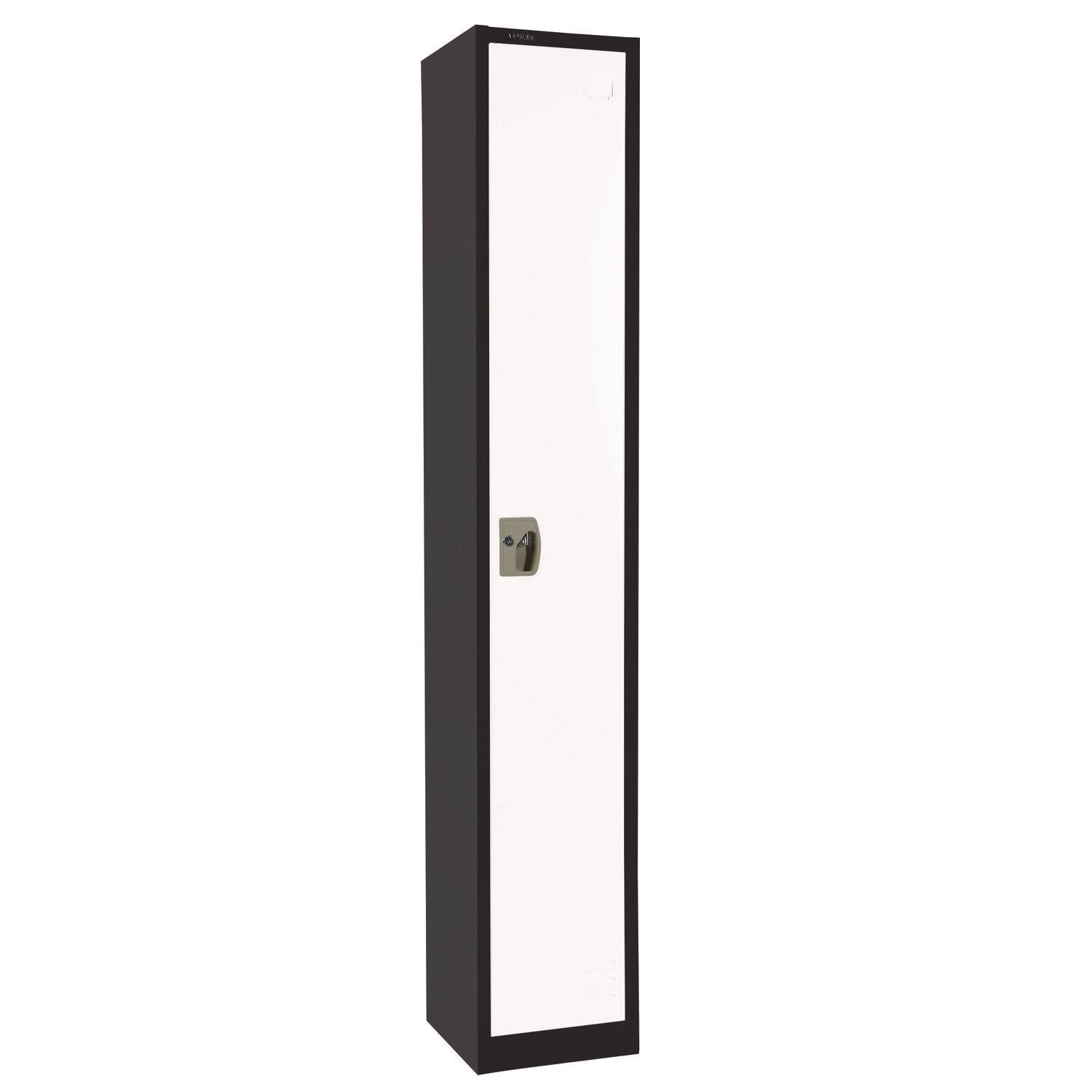 Steel Storage Locker for Office & Home - 12x12x72 Inches, 1 Compartment, Black Body with White Doors - Perfect for Gym, School, Warehouse & Locker Room Organization