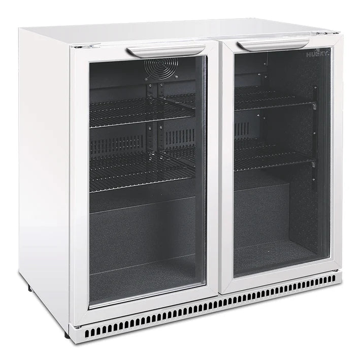 Husky 203L Double Door Home Bar Drinks Chiller Refrigerator in White - Perfect for Home Bars, Basements, and Entertaining Guests