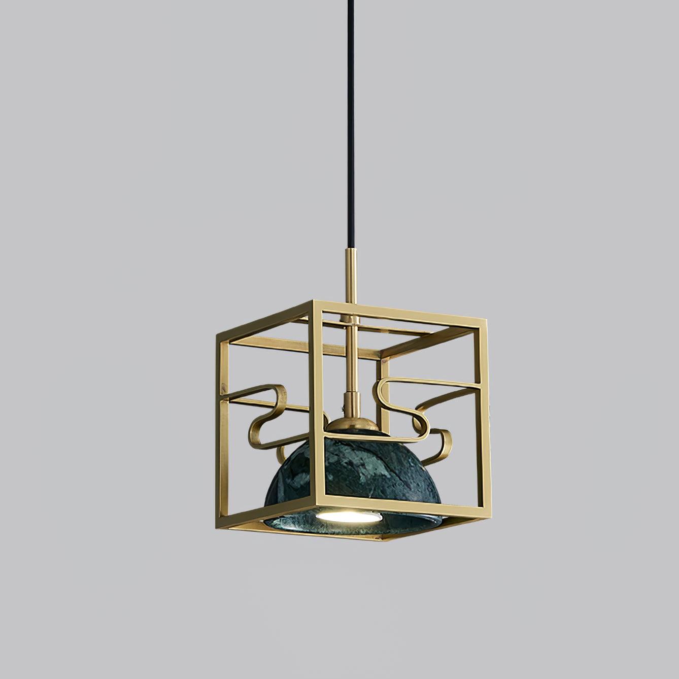 Modern Square Pendant Lamp - LED Hanging Light Fixture for Kitchen Island, Dining Room & Bedroom - Industrial Vintage Lantern Style Ceiling Light (Black)
