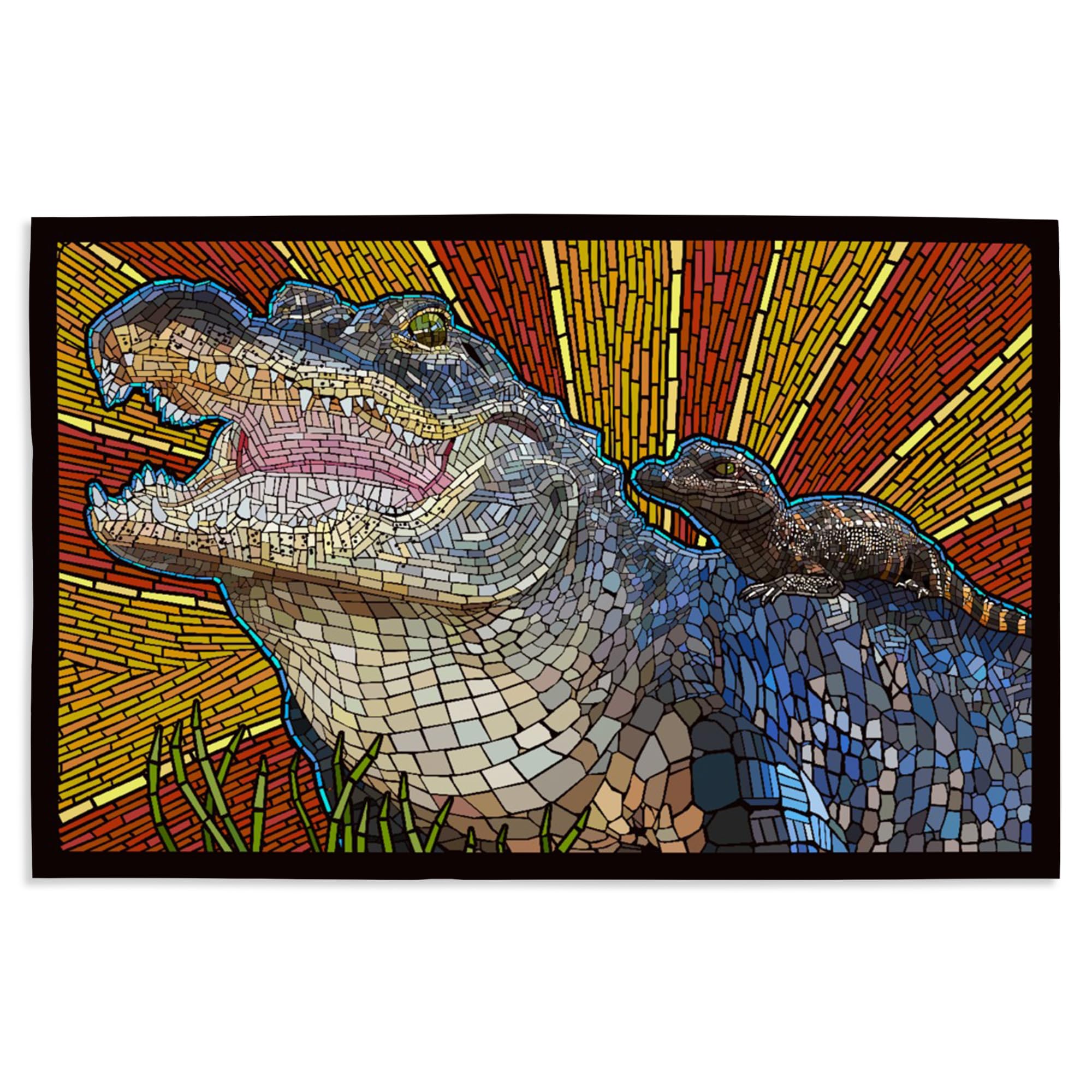 Lantern Press 16x24 Inch Giclee Art Print - Alligator Paper Mosaic Wall Decor for Living Room, Bedroom & Office | Premium Home & Office Decoration