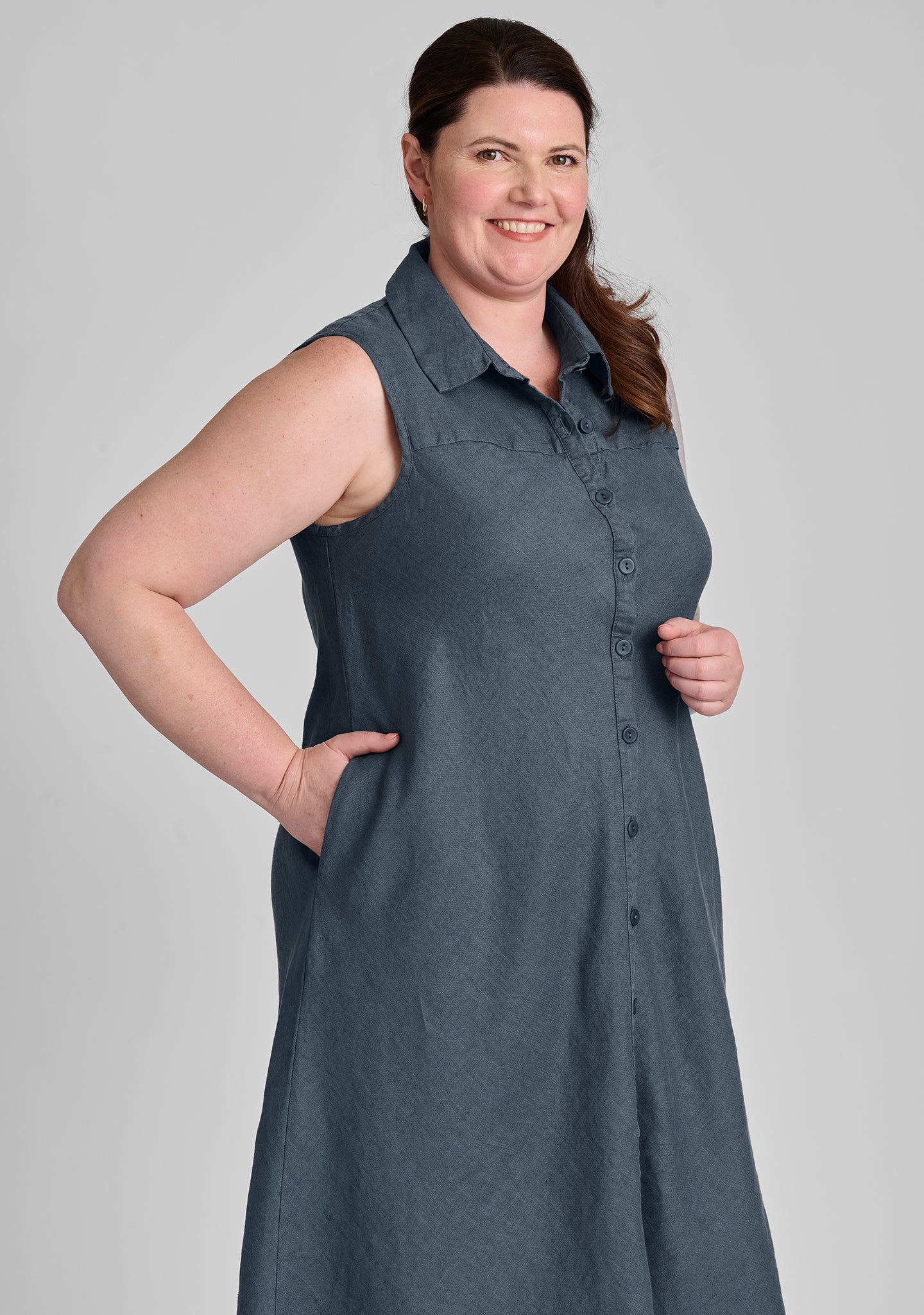 Skyline Linen Button Down Dress for Women - Breathable Summer Casual Dress with Pockets | Perfect for Beach, Office, and Date Night Outfits