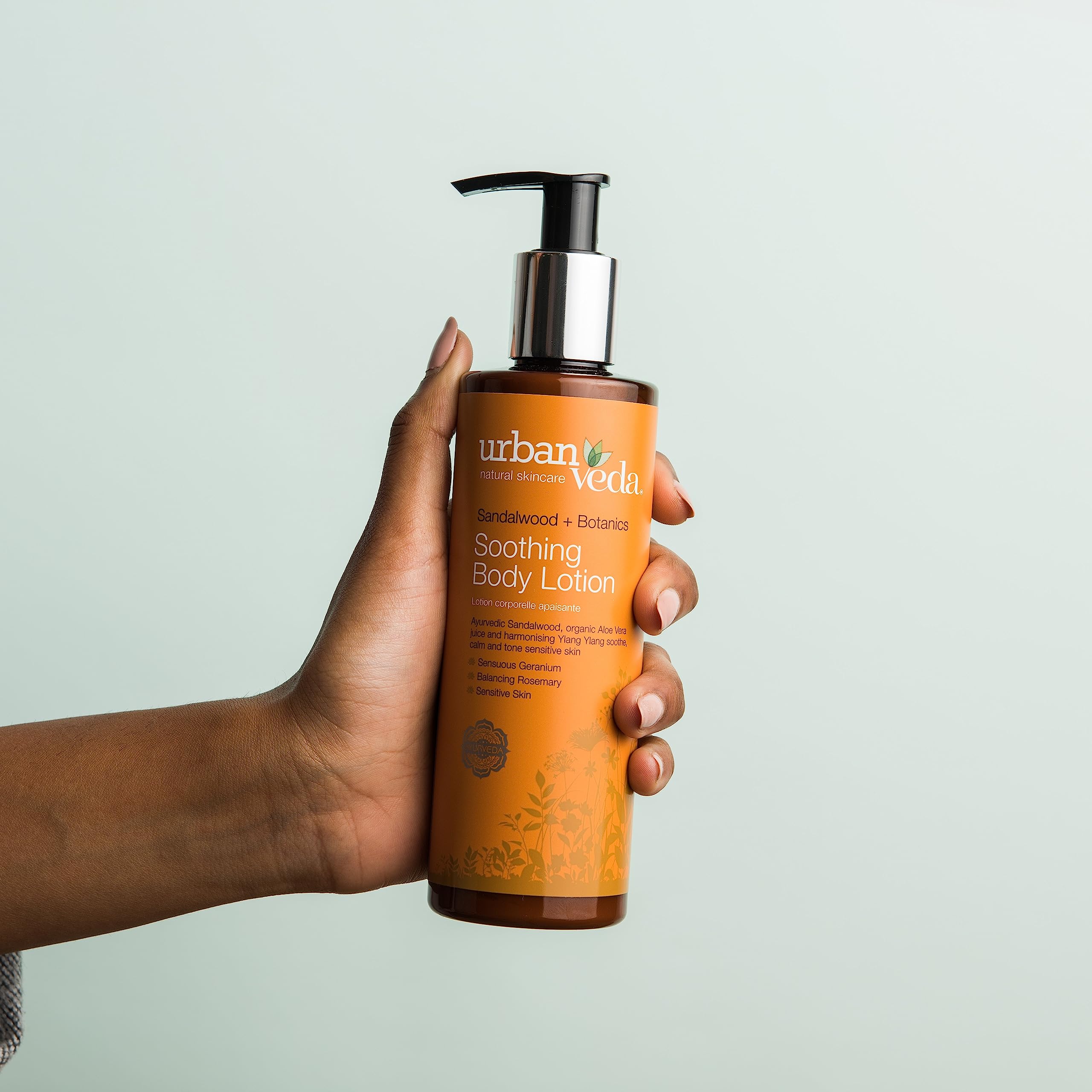 Urban Veda Soothing Sandalwood Body Lotion for Sensitive Skin - Natural Moisturizer with Calming Properties, Summer Hydration & Skin Tone Balancing | Perfect for Daily Use, After Sun Care & Dry Skin Relief