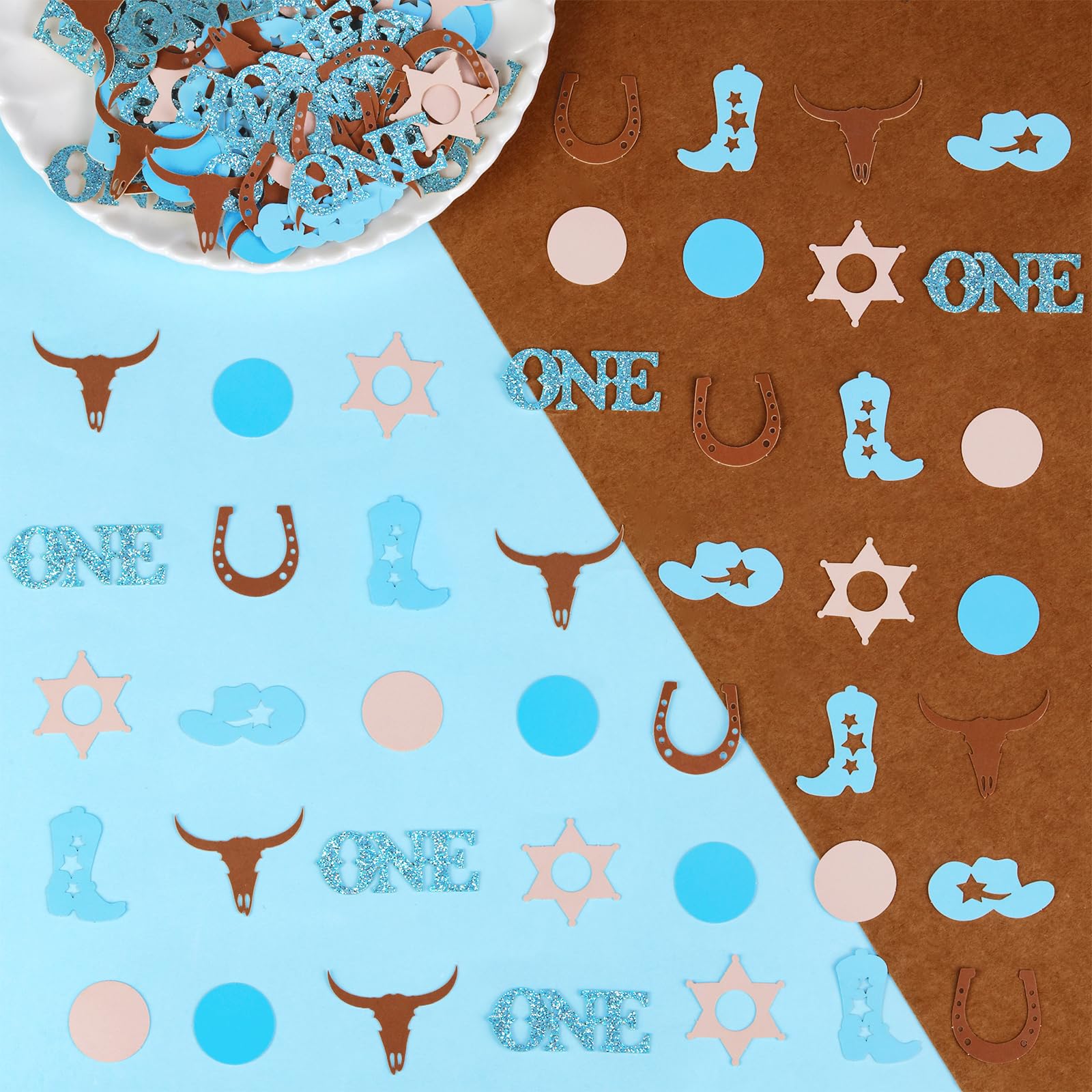 200PCS Western Cowboy Birthday Confetti - First Rodeo Party Decorations for Boys in Blue | 1st Birthday Table Scatter Decor | Perfect for Cowboy Themed Parties, Baby Showers & Western Celebrations
