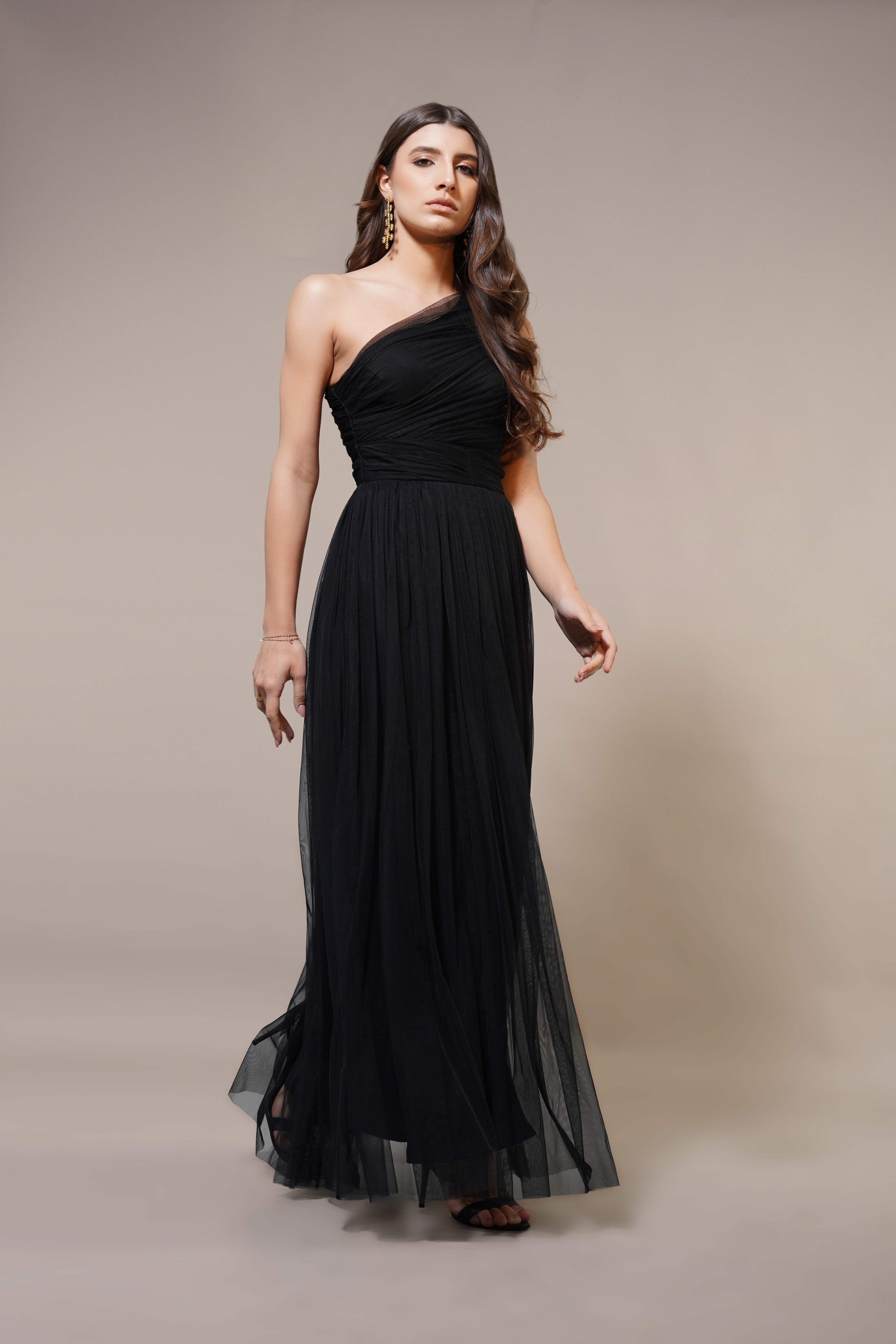 Elegant One Shoulder Black Maxi Dress for Women - Perfect for Evening Parties, Weddings & Summer Vacations