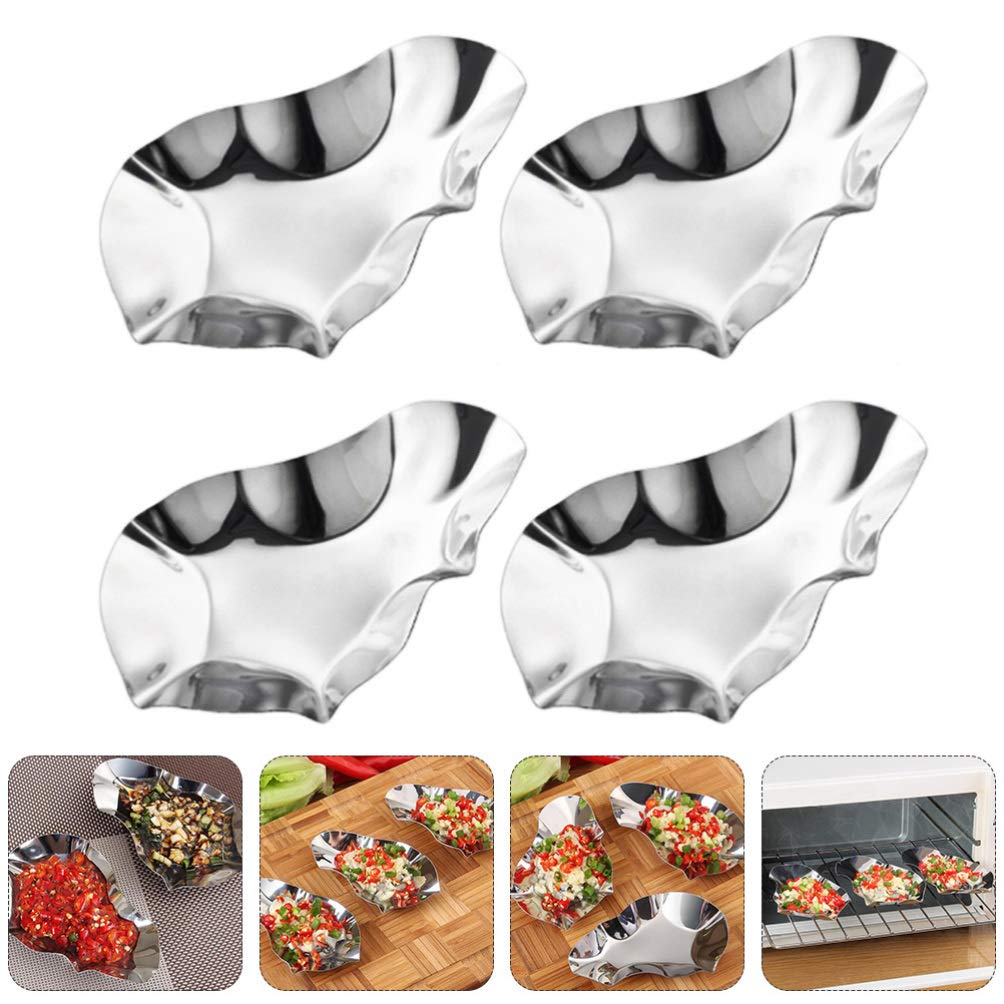 Premium Stainless Steel Oyster Shell Dishes Set of 2 - Unique Sauce Bowls for Oysters, Dipping, Seasoning & Baking | Perfect for Seafood Restaurants, Home Dining & Party Serving