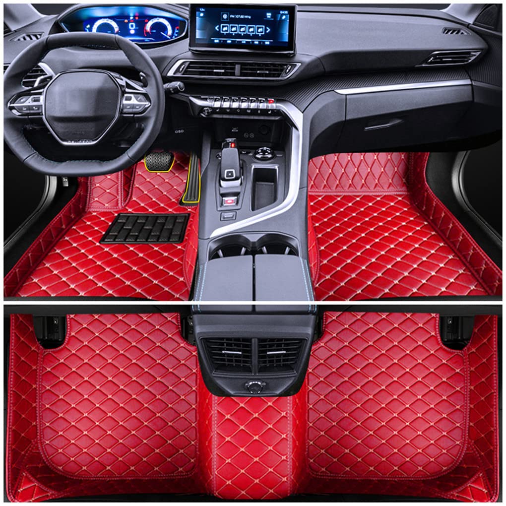 Premium Leather Car Floor Mats for BMW X2 F39 (2018) - Waterproof Full Coverage Floor Liners - Red Artificial Leather - Perfect for All-Weather Protection & Luxury Interior Upgrade