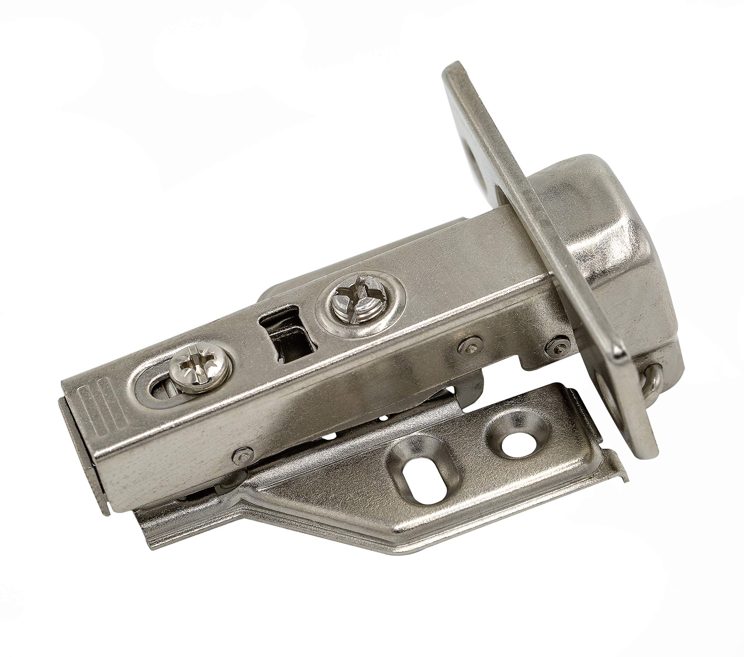 2-Pack 110 Degree Frameless Cabinet Door Concealed Hinges - Full Overlay, 35mm Cup Nickel Plated Door Hinges for Kitchen Cabinets, Wardrobes & Furniture Installation