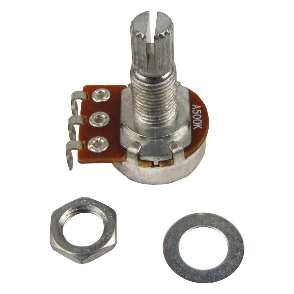 FLEOR 4-Pack 18mm Small Guitar Potentiometers - A500K Split Shaft Audio Taper Pots for Electric Guitar, Bass & DIY Repair - Perfect for Volume/Tone Control & Amp Modifications