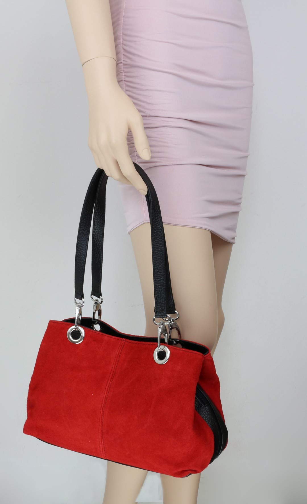Stylish Italian Suede Leather Shoulder Bag for Women - Fashionable Crossbody Purse for Work, Travel & Everyday Use