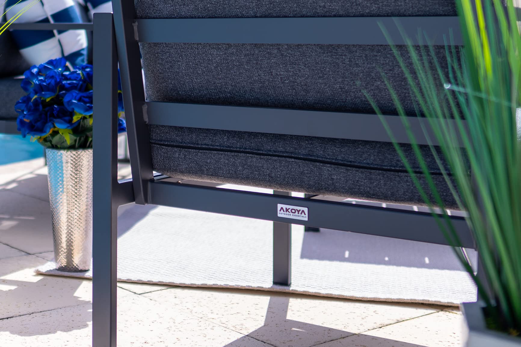 Juno 4-Piece Aluminum Outdoor Patio Furniture Set - Charcoal Gray Conversation Sofa with Loveseat, 2 Armchairs & Coffee Table - Perfect for Garden, Backyard, Poolside & Terrace Relaxation