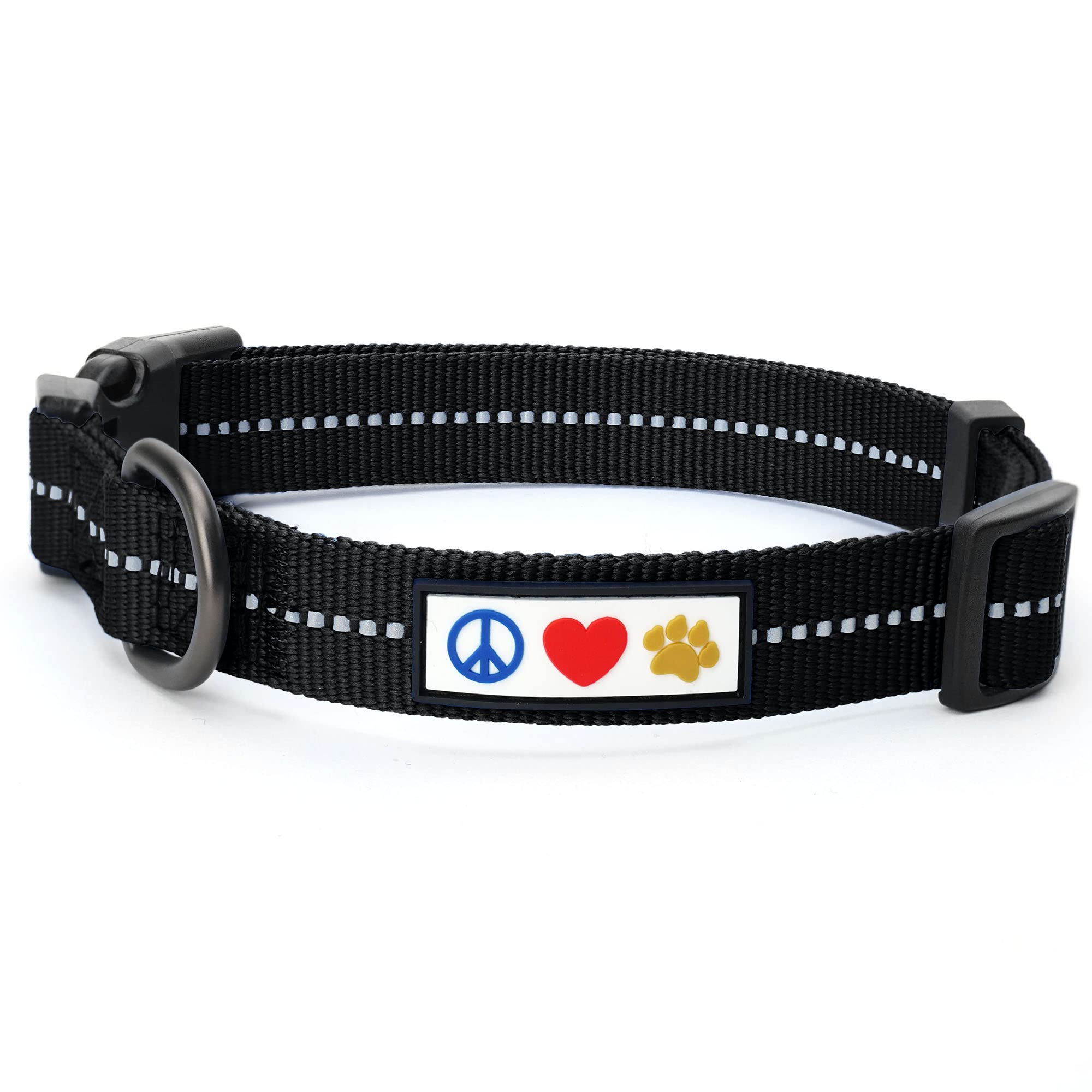 Eco-Friendly Recycled Dog Collar with Reflective Stitching - Made from Ocean Plastic Bottles - Small Black Pet Collar for Puppies & Small Dogs | Perfect for Night Walks & Outdoor Adventures