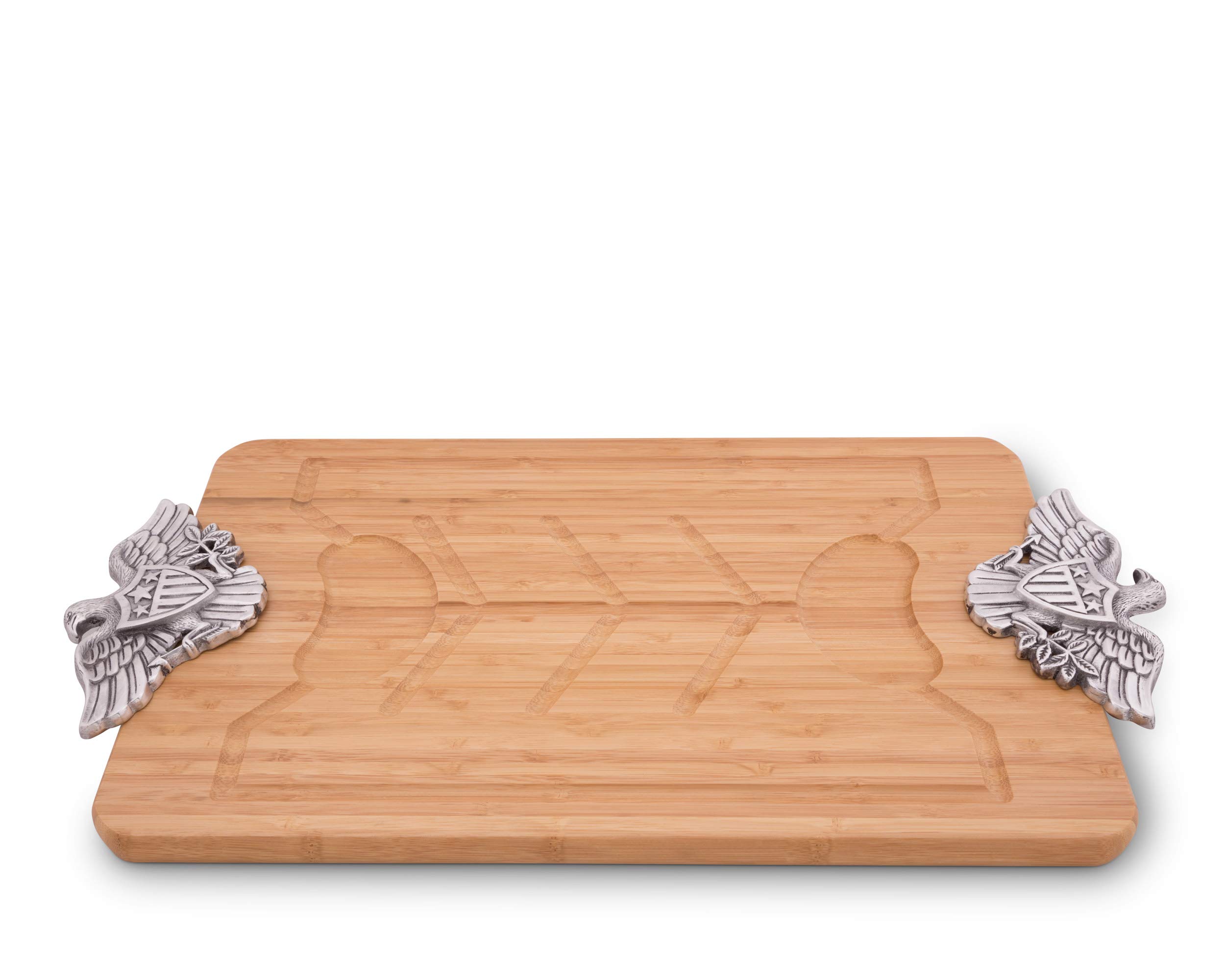 Premium American Eagle Bamboo Cheese Board with Metal Handle - 23
