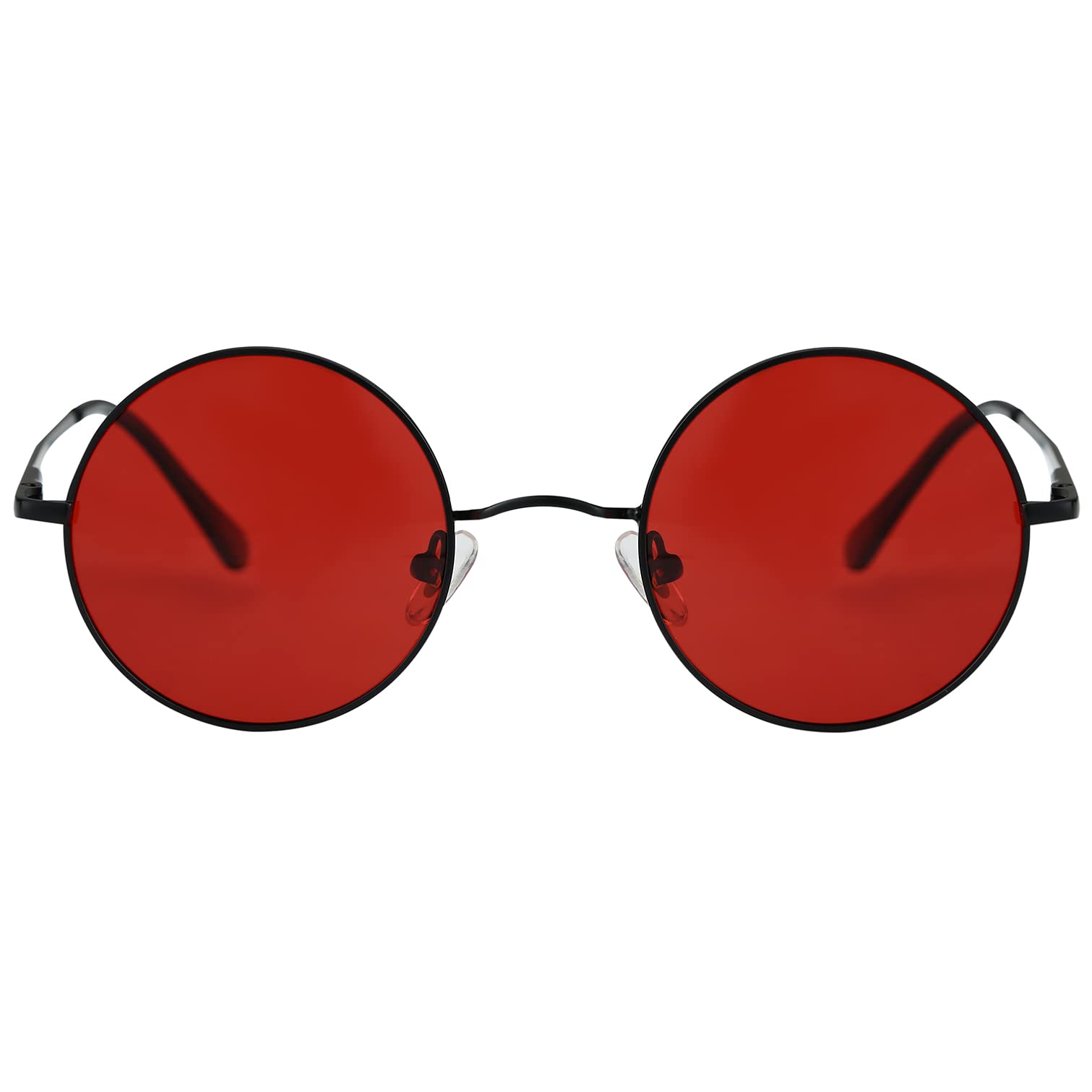 Kursan John Lennon Style Small Round Polarized Sunglasses for Women & Men - 45MM Hippie Retro Red Circle Shades | Perfect for Music Festivals, Beach Days & Vintage Fashion