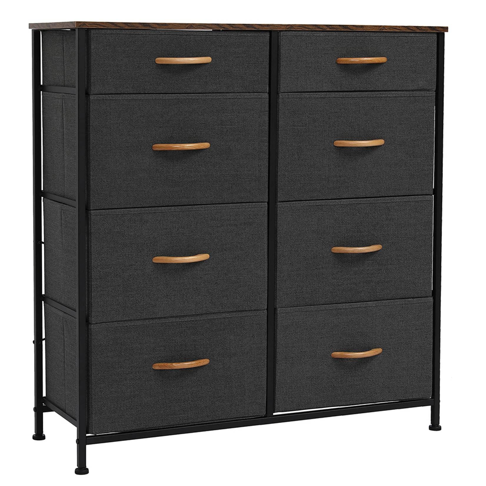 DZMARK Vertical Furniture Storage Tower - Sturdy Steel Frame with Easy Pull Fabric Bins - 8-Drawer Organizer for Bedroom & Closet - Perfect for Books, Photos, Toys, and Clothes Storage - Ideal for Small Spaces, Kids Rooms, and Home Organization
