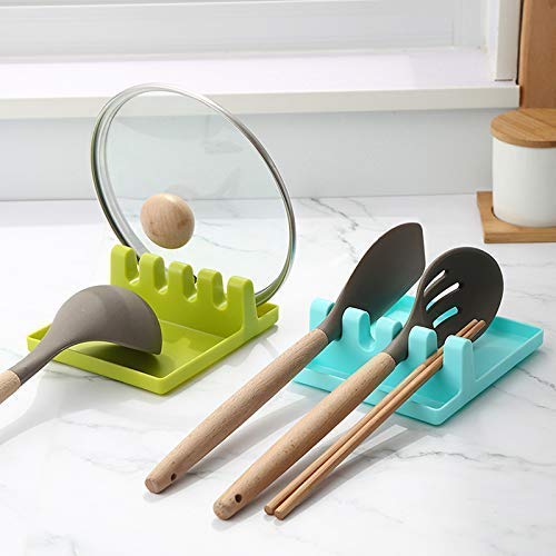 Shivansha Enterprise 4-Slot Kitchen Utensil Holder - Multifunctional Plastic Spoon & Pot Clip Organizer for Stove, Pan Lid Rack (1 Piece) - Perfect for Cooking, Baking & Kitchen Organization