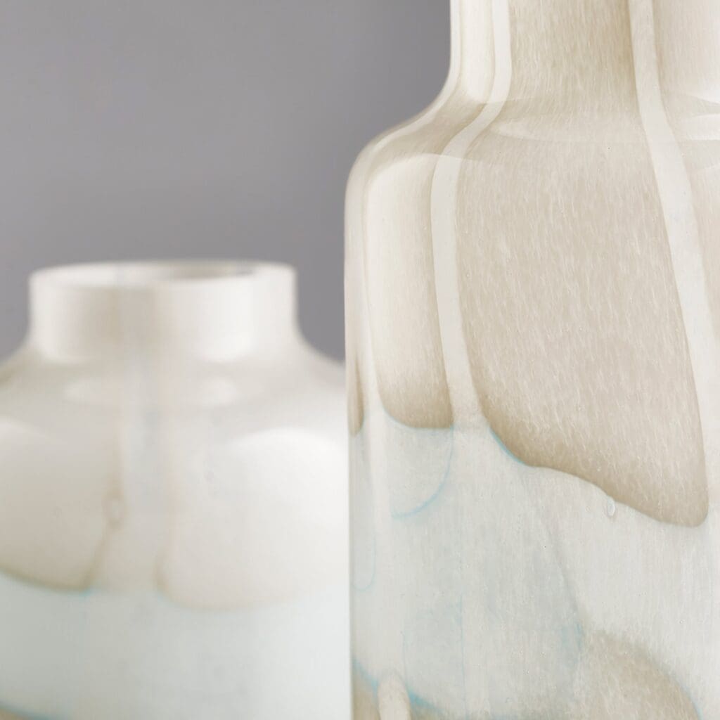 Cyan Design 11077 Lucerne Vase - Small Tan & Aqua Ceramic Home Decor - Perfect for Living Room, Dining Table & Wedding Centerpieces