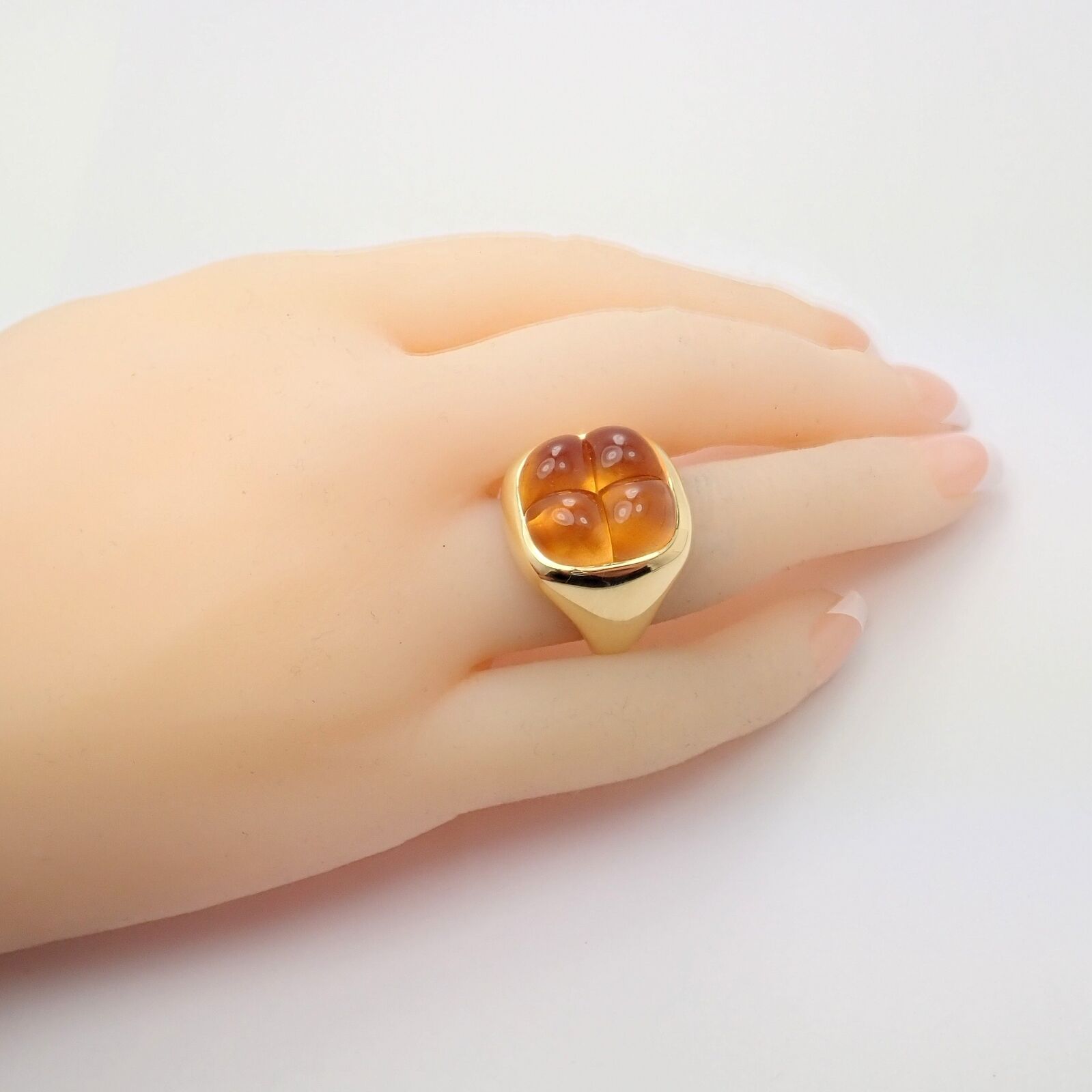Authentic Pomellato 18K Yellow Gold Citrine Ring Size 6.5 - Large Statement Jewelry for Women, Luxury Gift for Anniversary & Special Occasions
