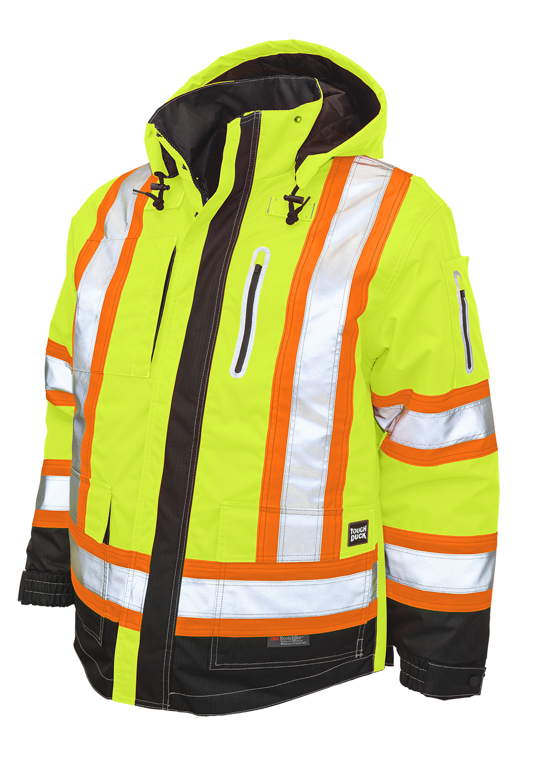 Tough Duck 4-in-1 High Visibility Safety Jacket S187 - Reflective Work Vest for Construction, Road Workers & Outdoor Activities