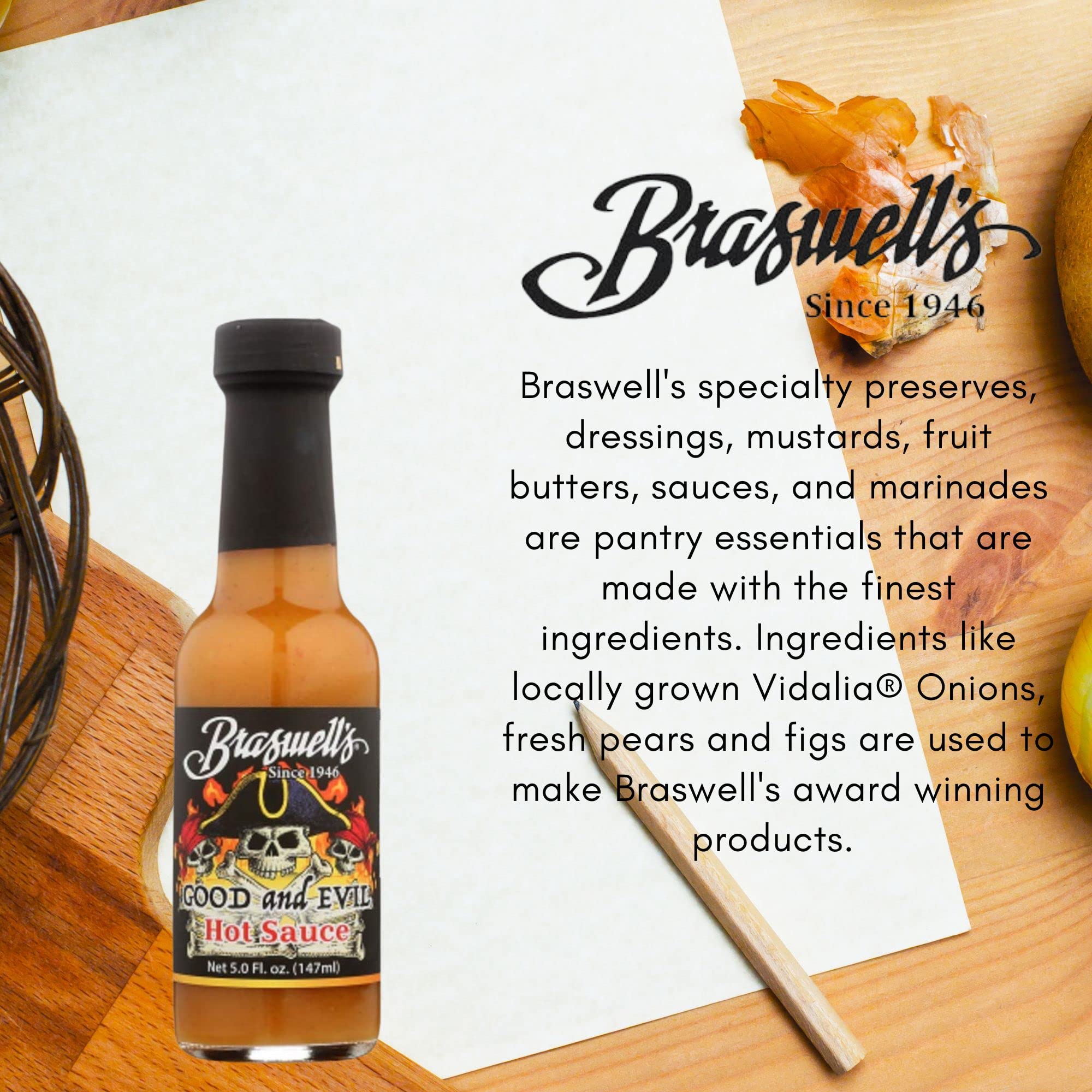 Braswells Good and Evil Hot Sauce - 5oz Bottle | Spicy Gourmet Pepper Sauce for Tacos, Wings & BBQ | Pack of 1